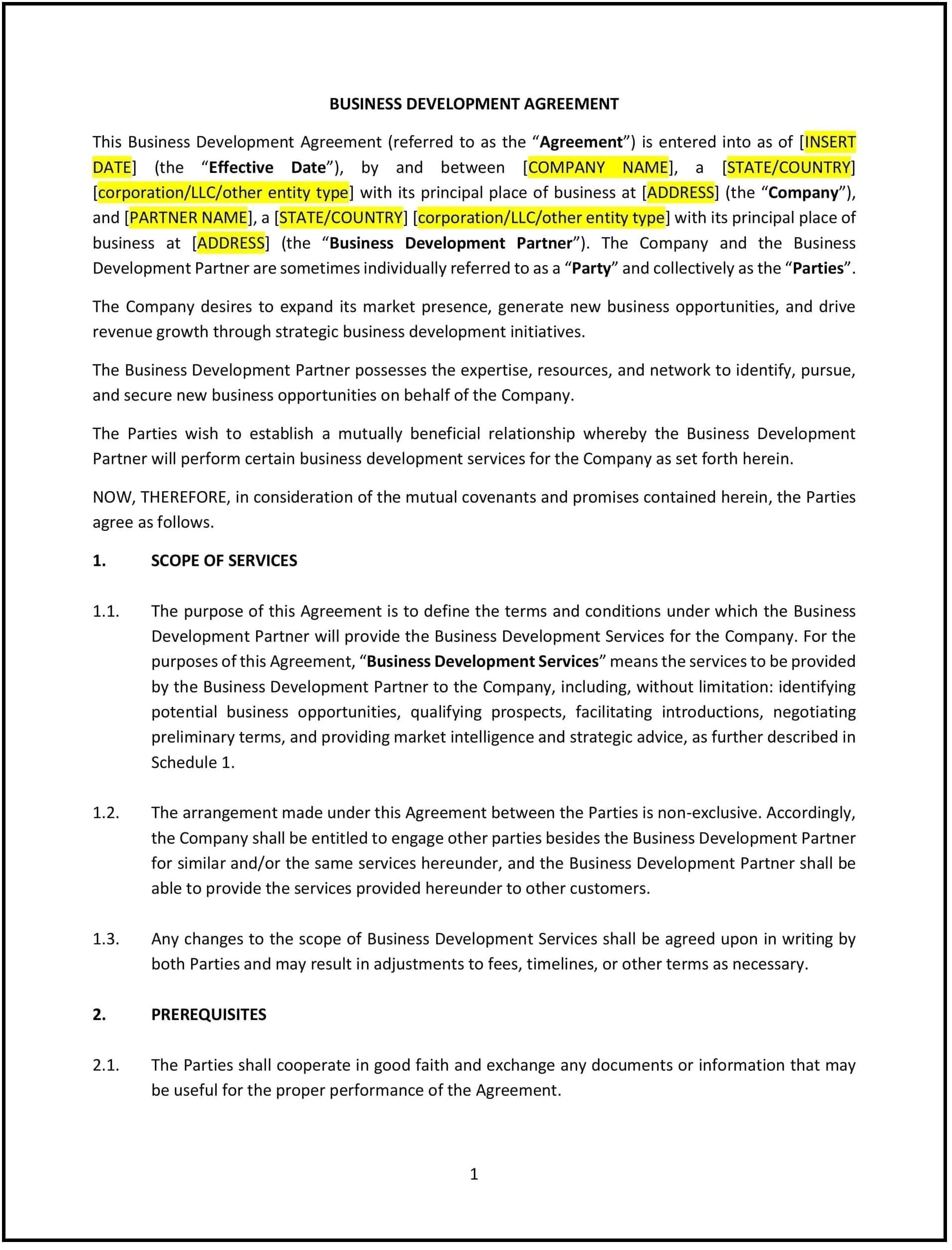 Business-Development-Agreement--Vermont--1-1-1