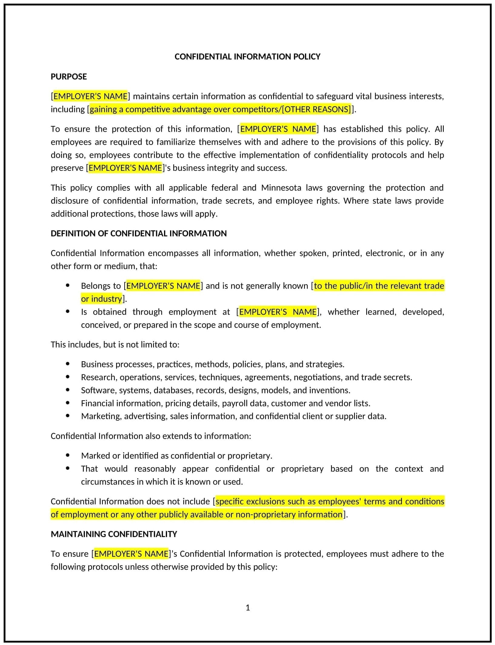 Confidential-Information-Policy--Minnesota--1-1-1