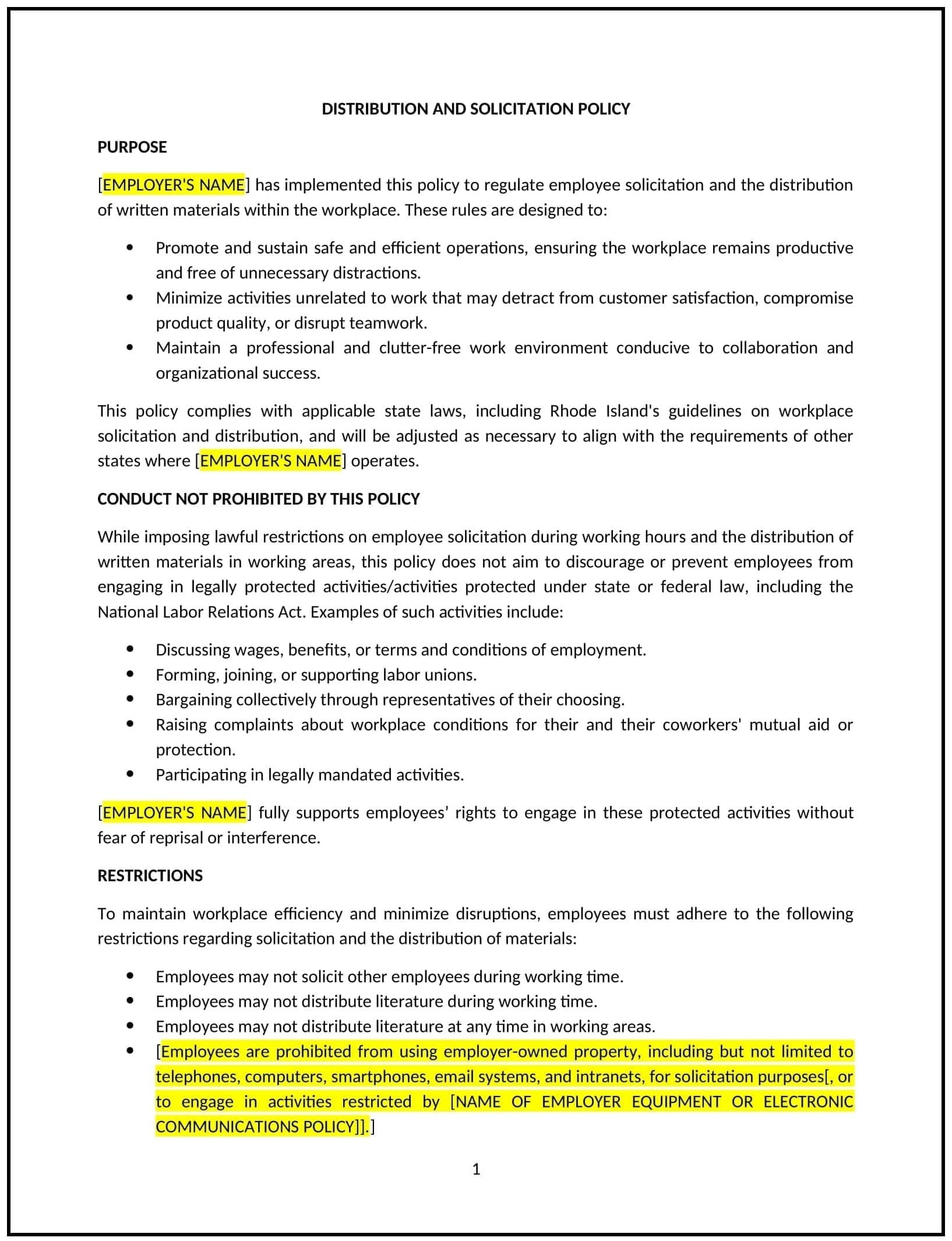 Distribution-and-Solicitation-Policy--Rhode-Island--1-1-1
