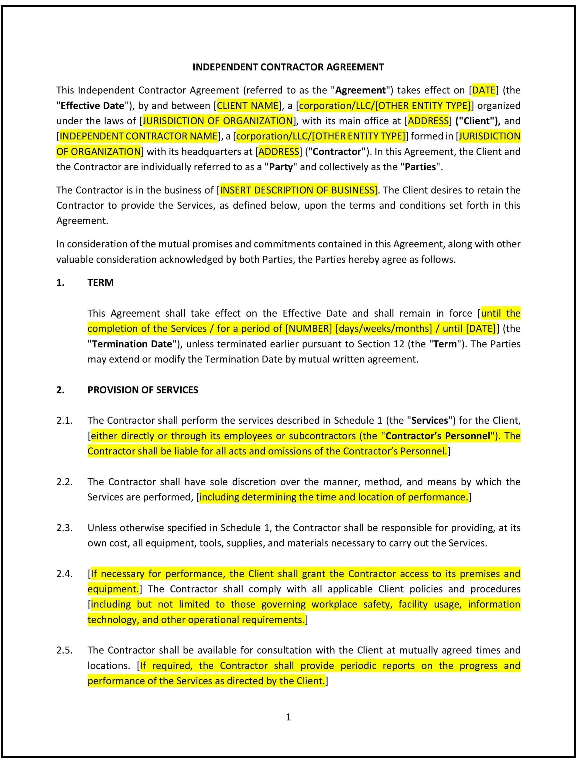 Independent-Contractor-Agreement--Pennsylvania--1-1