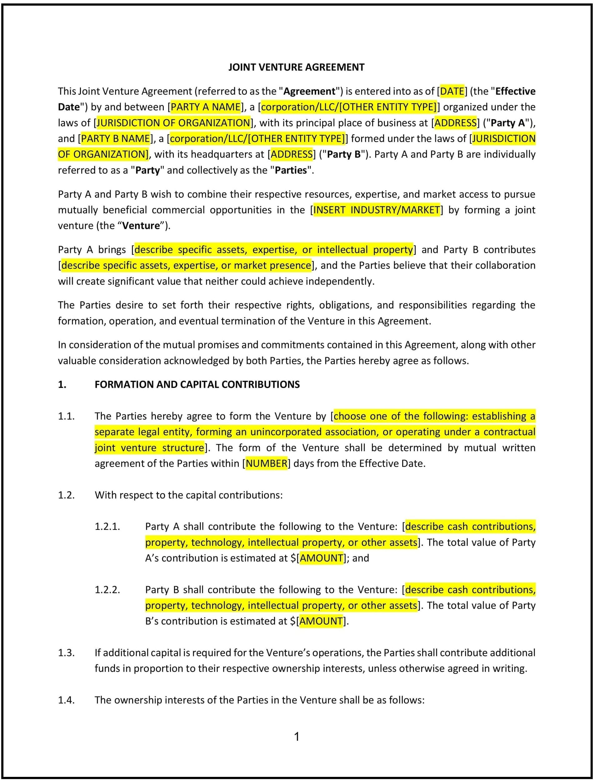 Joint-Venture-Agreement--Nebraska--1-1