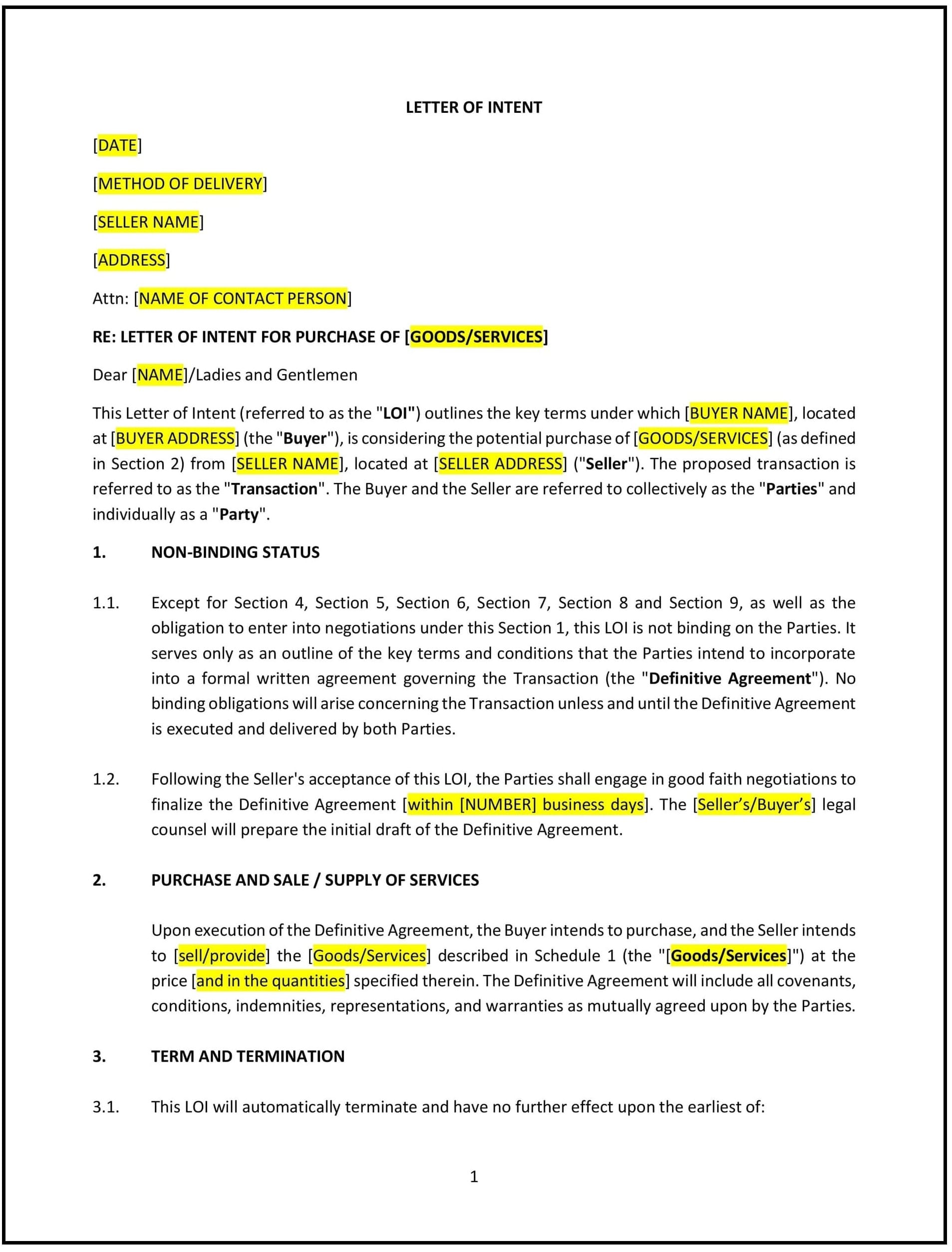 Letter-of-intent--LOI--for-commercial-transaction--Utah--1-1