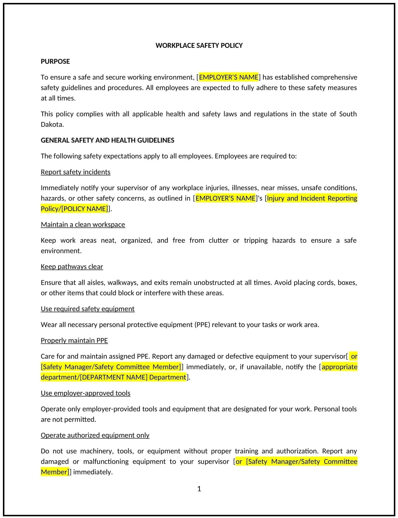 Workplace-Safety-Policy--South-Dakota--1-1-1