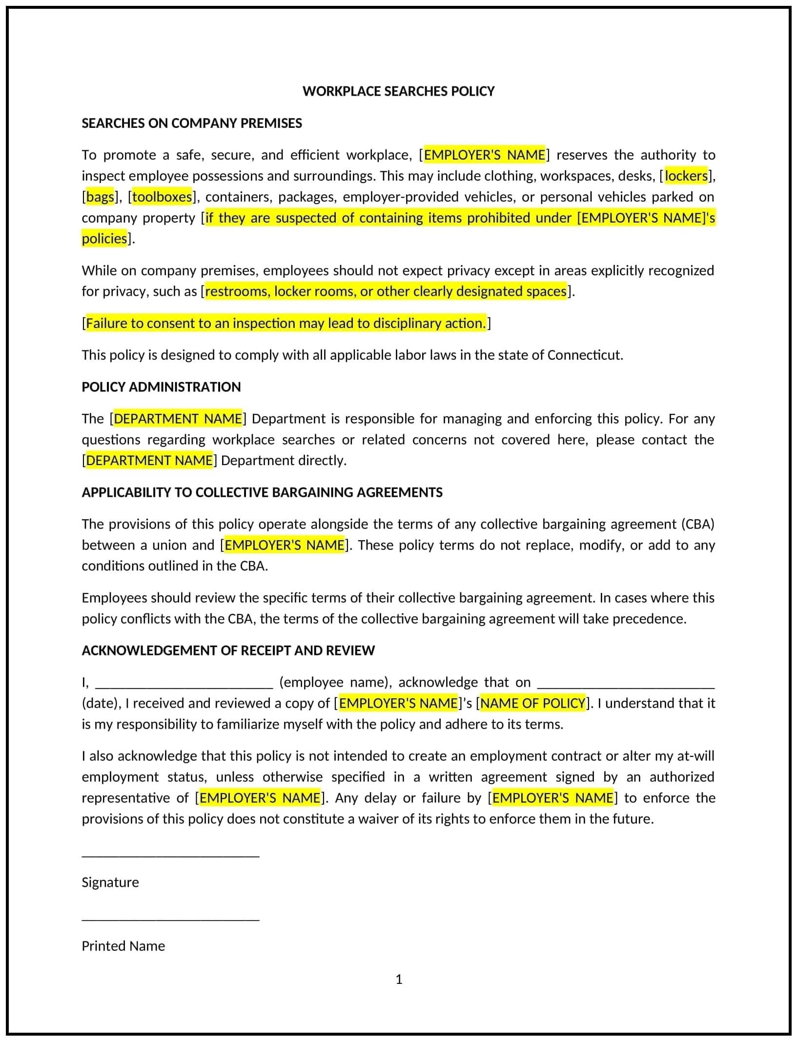 Workplace-Searches-Policy--Connecticut--1-1-1