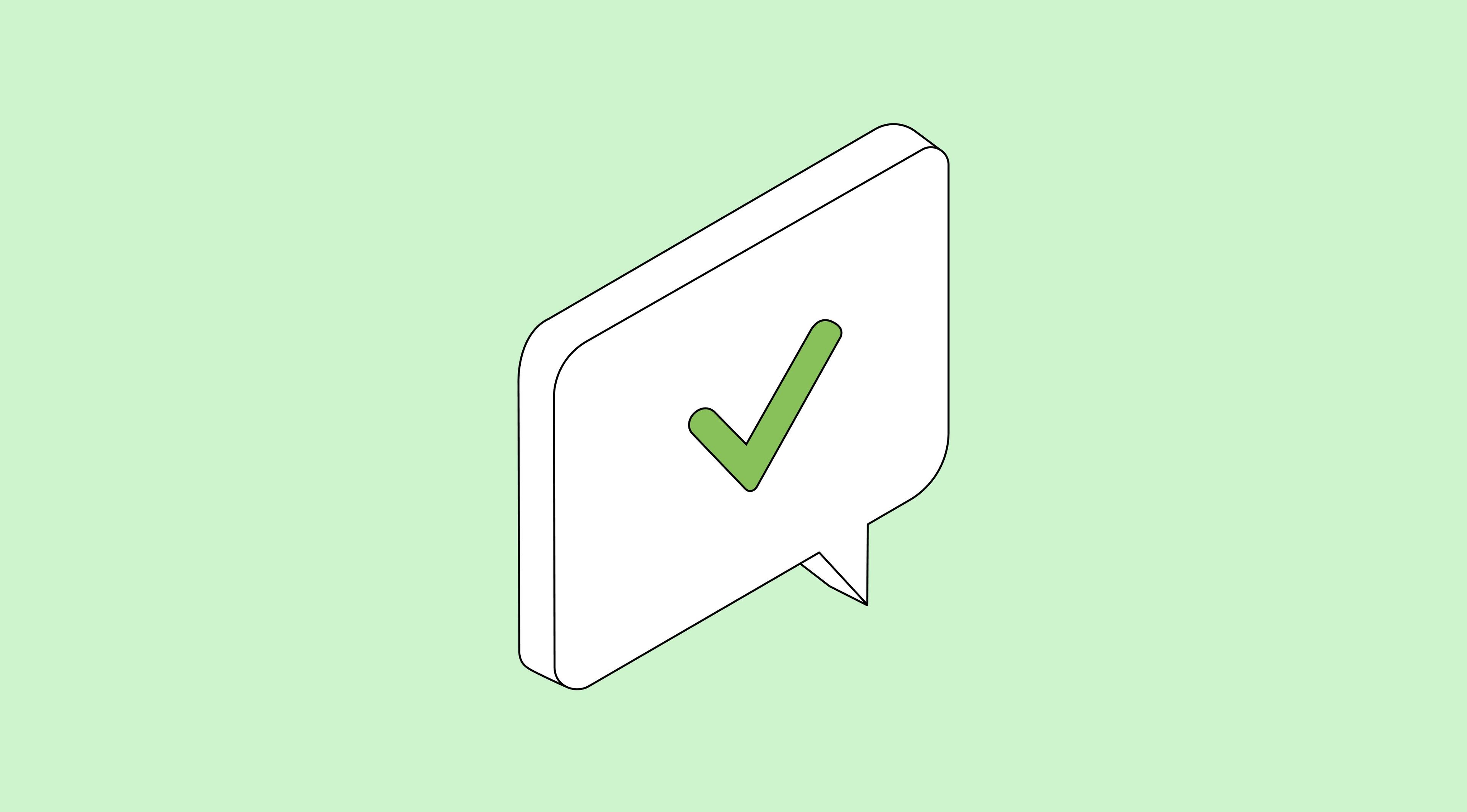 Chat bubble with green checkmark