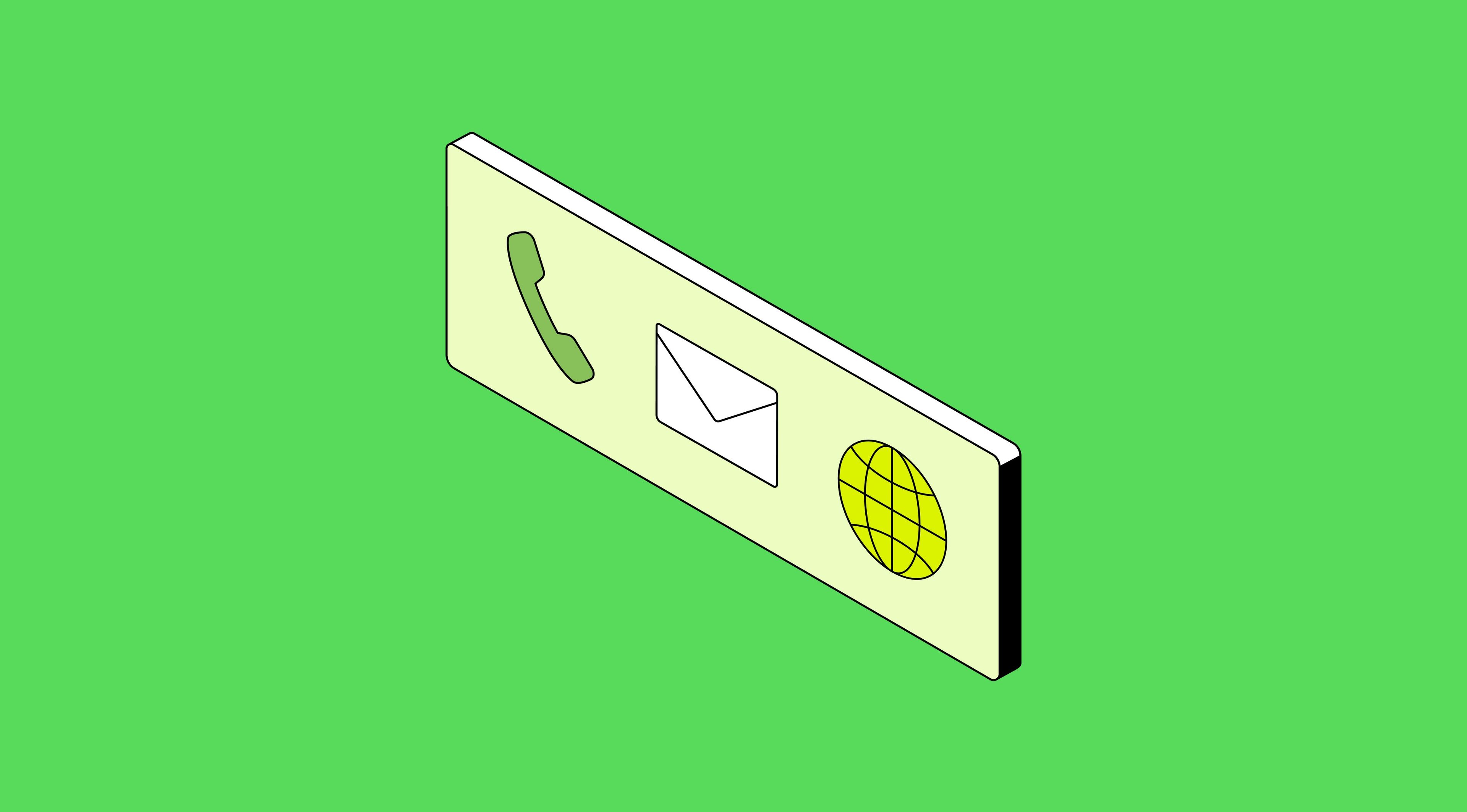 Dial, mail and internet icons