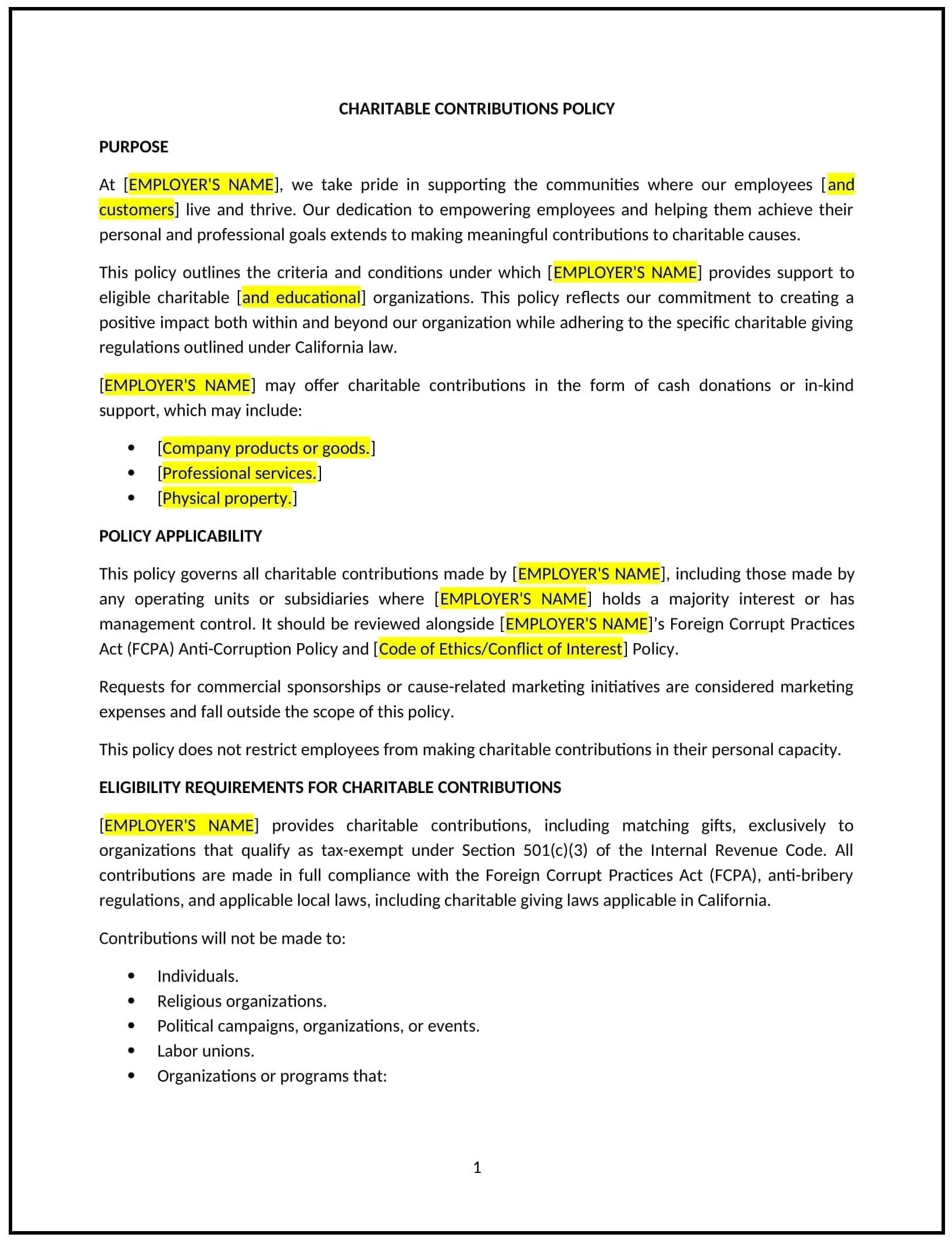 Charitable-Contributions-Policy--California--1-1-1
