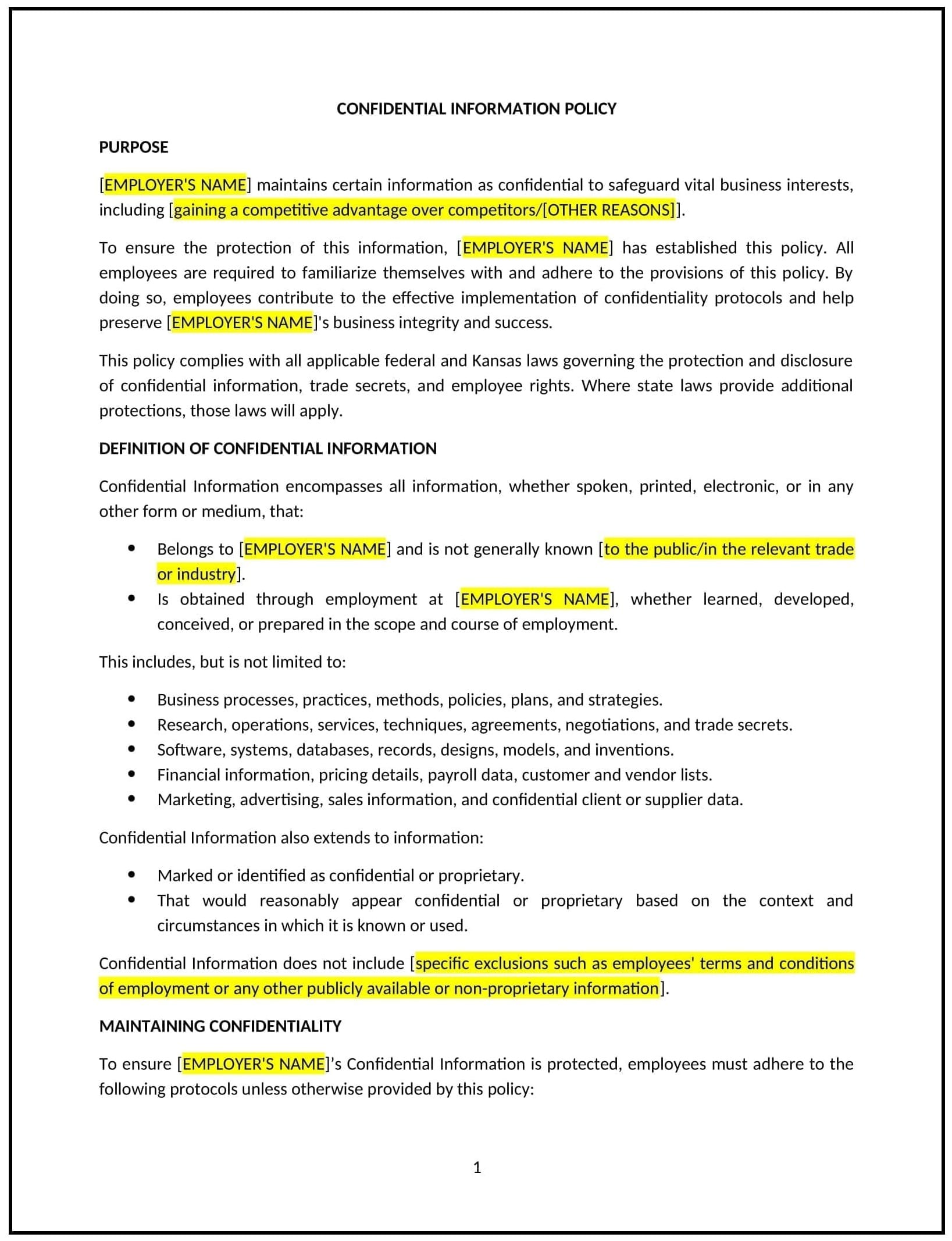 Confidential-Information-Policy--Kansas--1-1-1