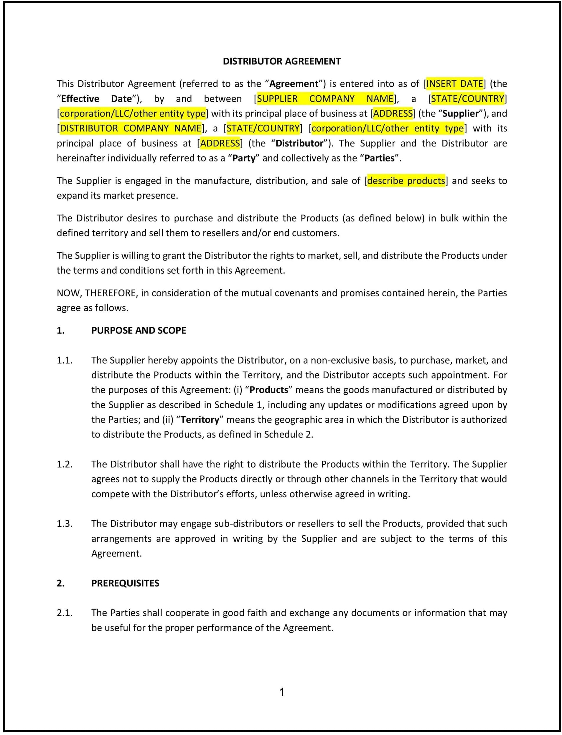 Distributor-Agreement--Kansas--1-1
