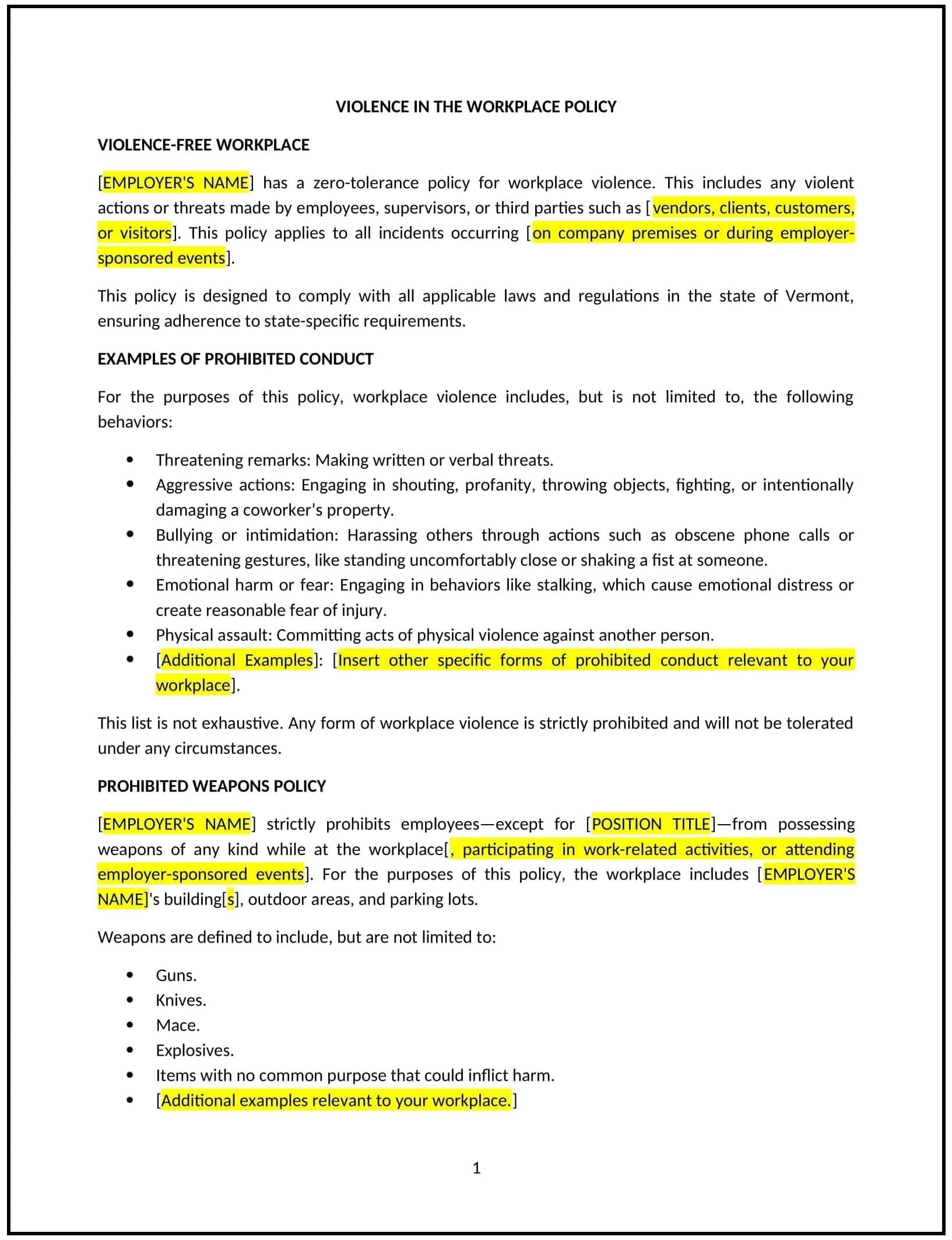 Violence-in-the-Workplace-Policy--Vermont--1-1-1