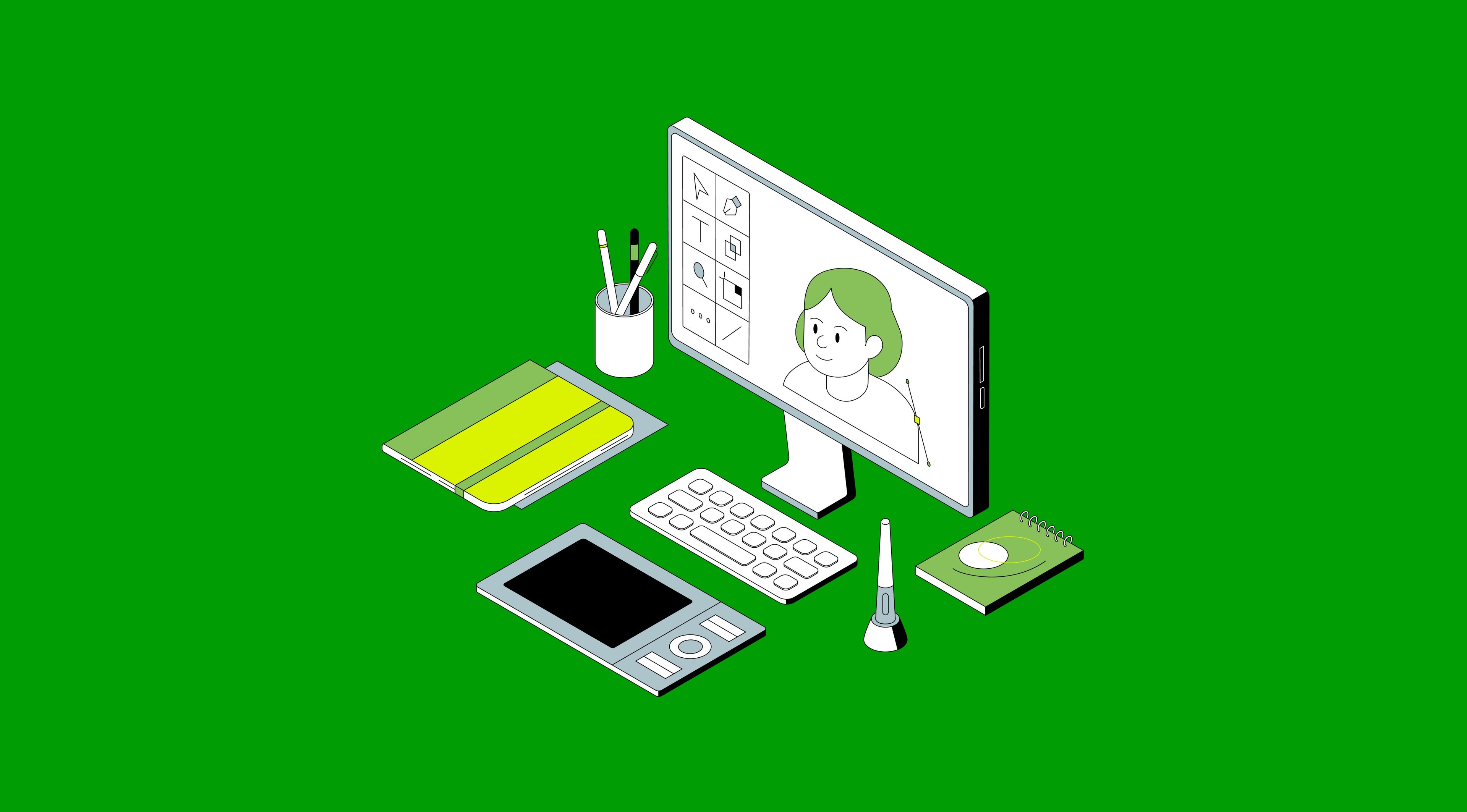 A desktop with notebook