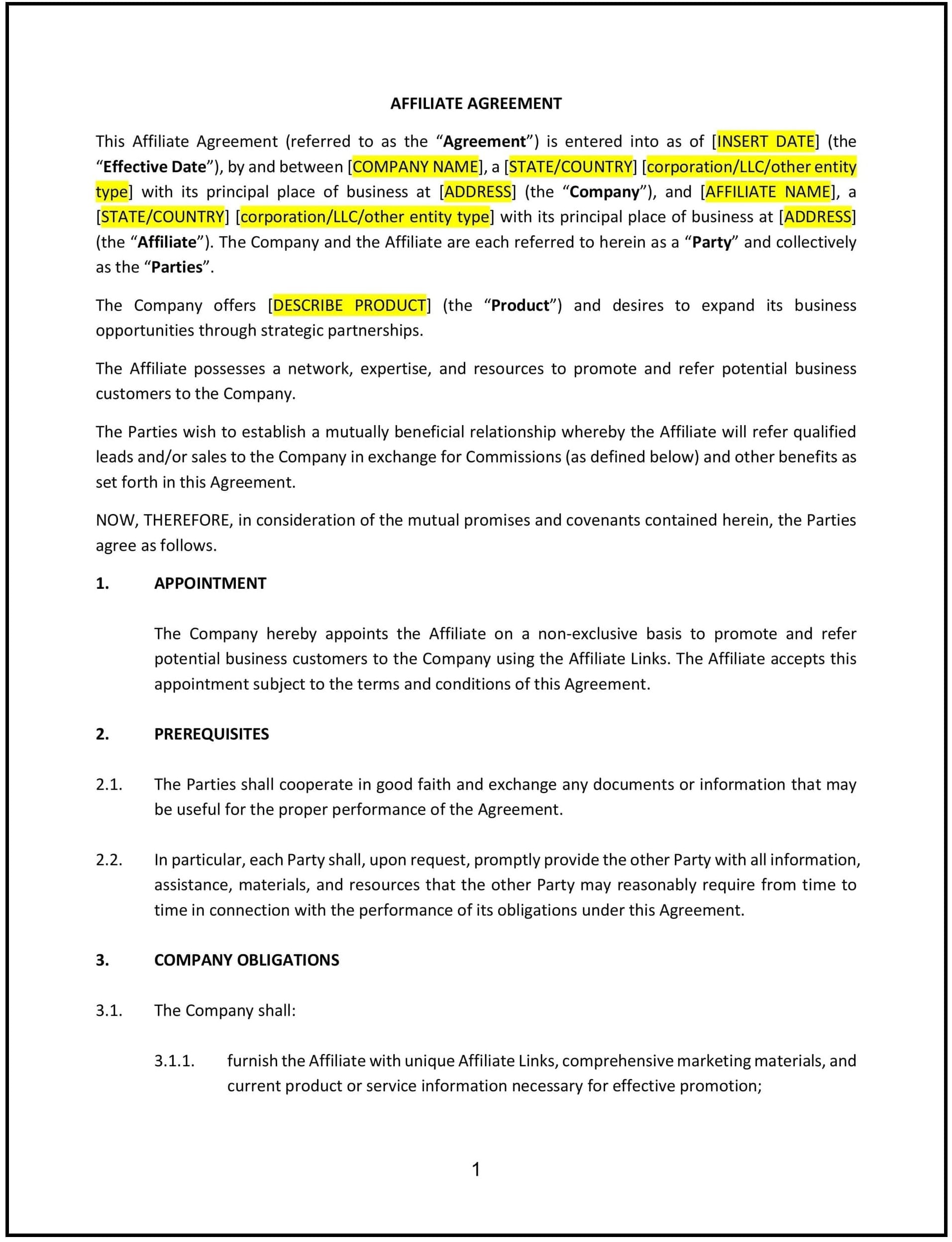Affiliate Agreement (New Mexico): Free template