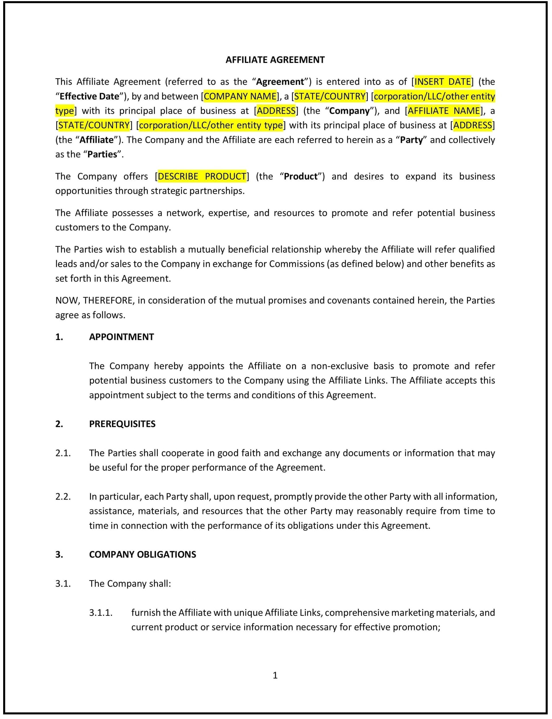 Affiliate Agreement (Oklahoma): Free template