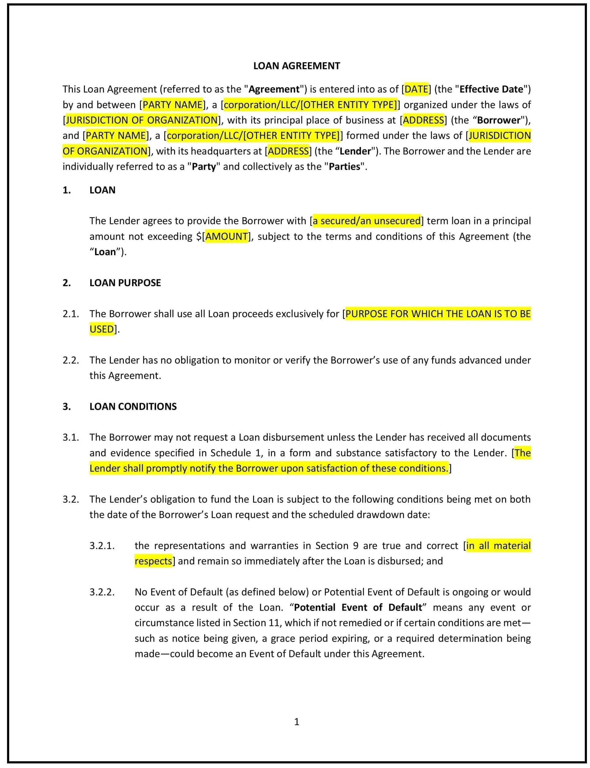 Loan Agreement (Business) (Wisconsin): Free template