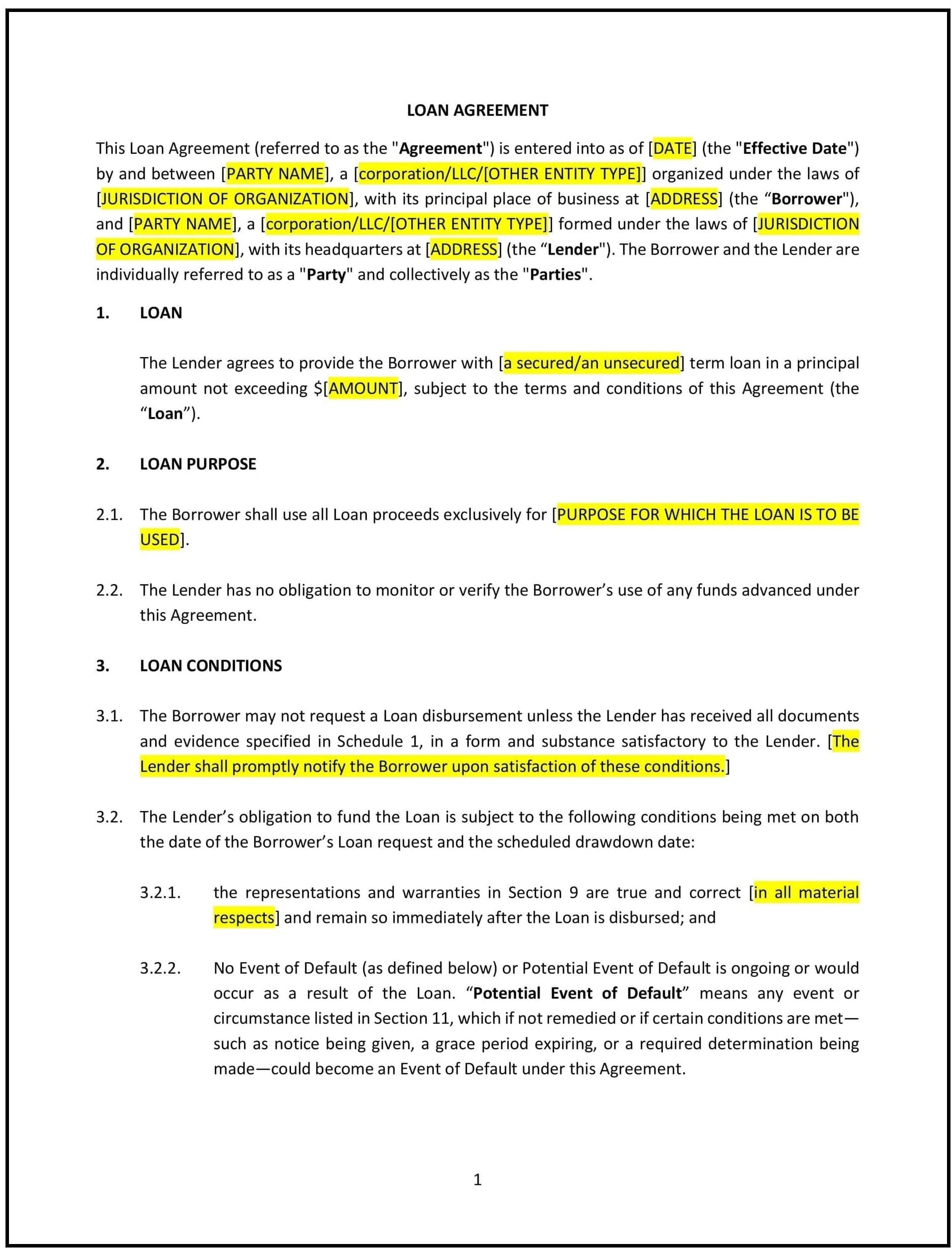 Loan Agreement (Business) (Wyoming): Free template