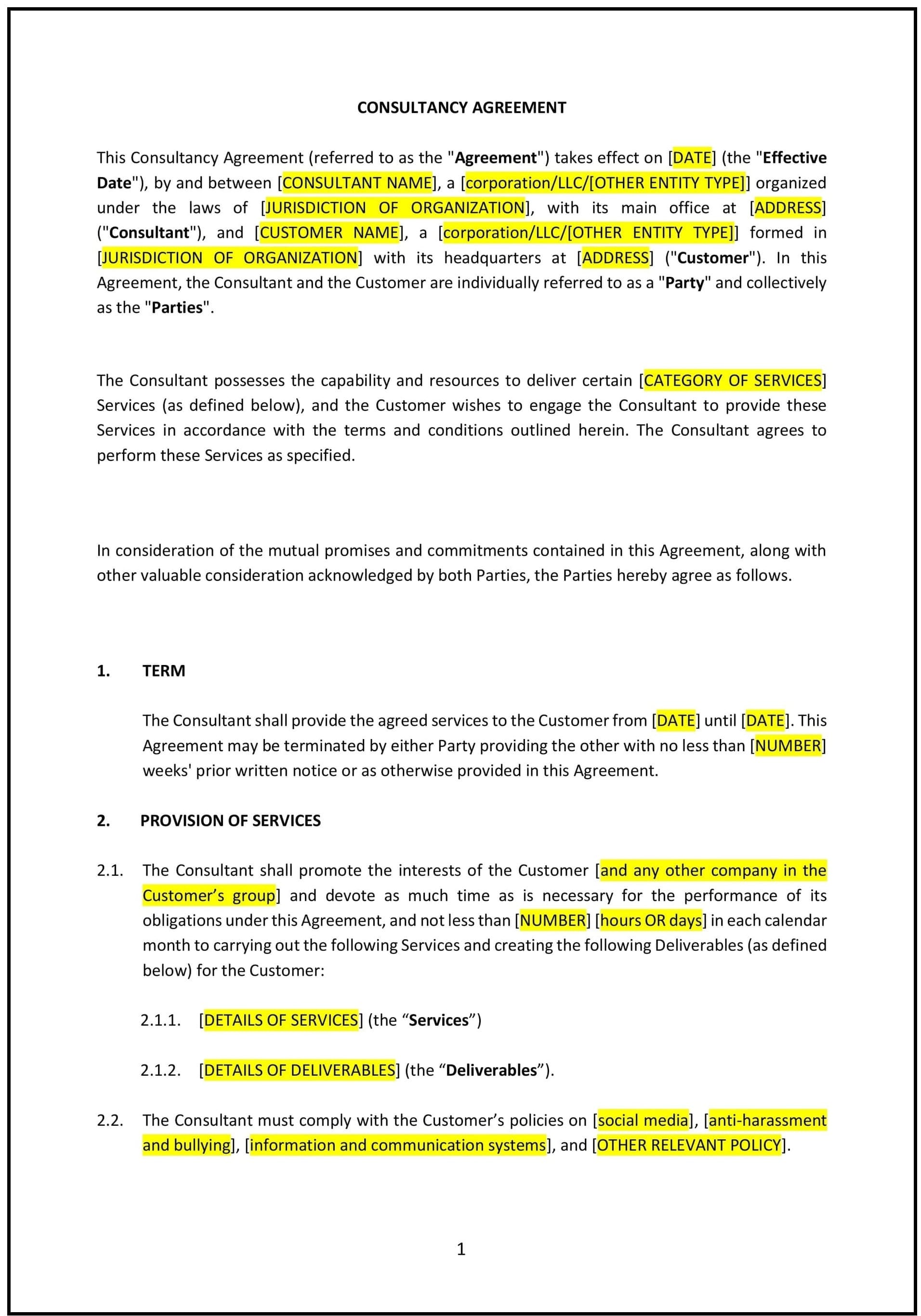 Consultancy Agreement (Pro-Customer) (Mississippi): Free template