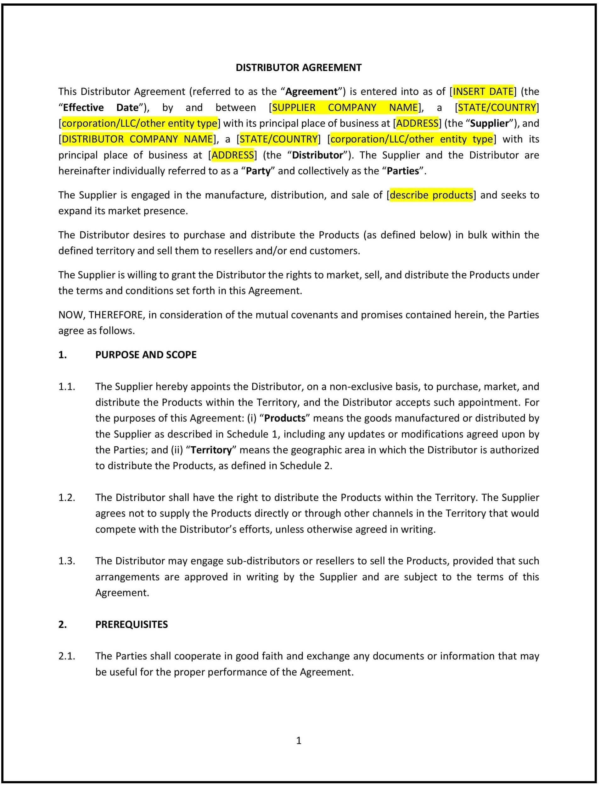 Distributor Agreement (Wisconsin): Free template