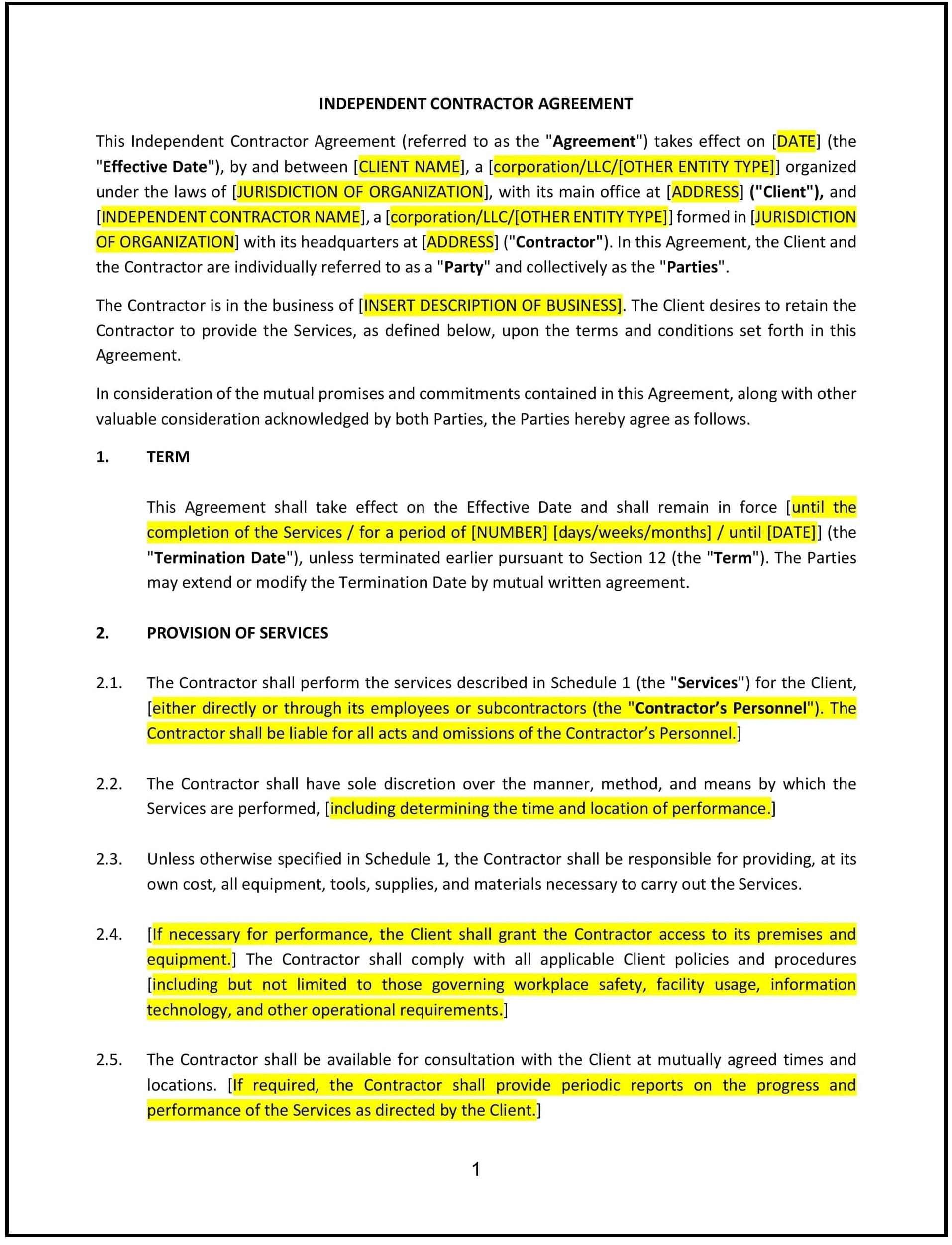 Independent Contractor Agreement (Missouri): Free template