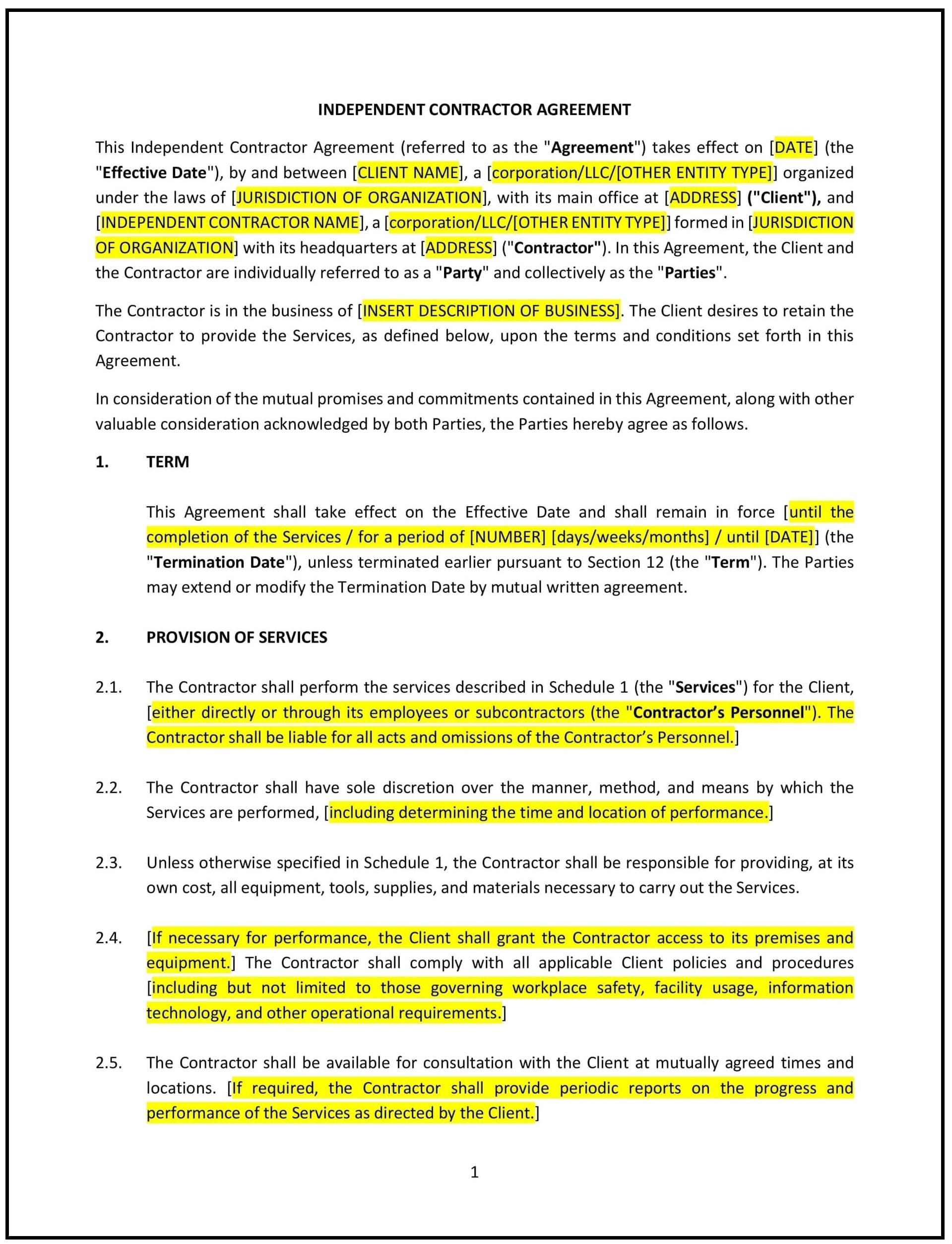 Independent Contractor Agreement (Tennessee): Free template