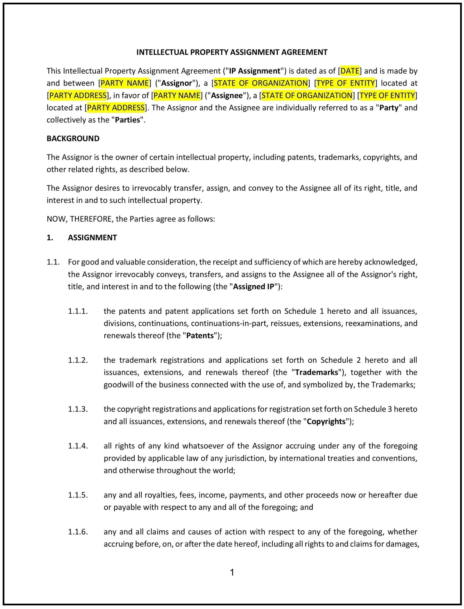 Intellectual Property Assignment Agreement (Missouri): Free template