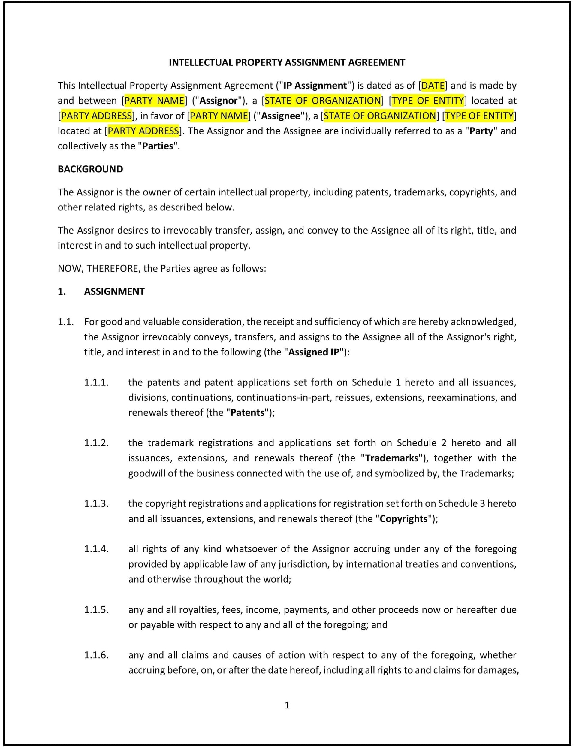 Intellectual Property Assignment Agreement (Tennessee): Free template