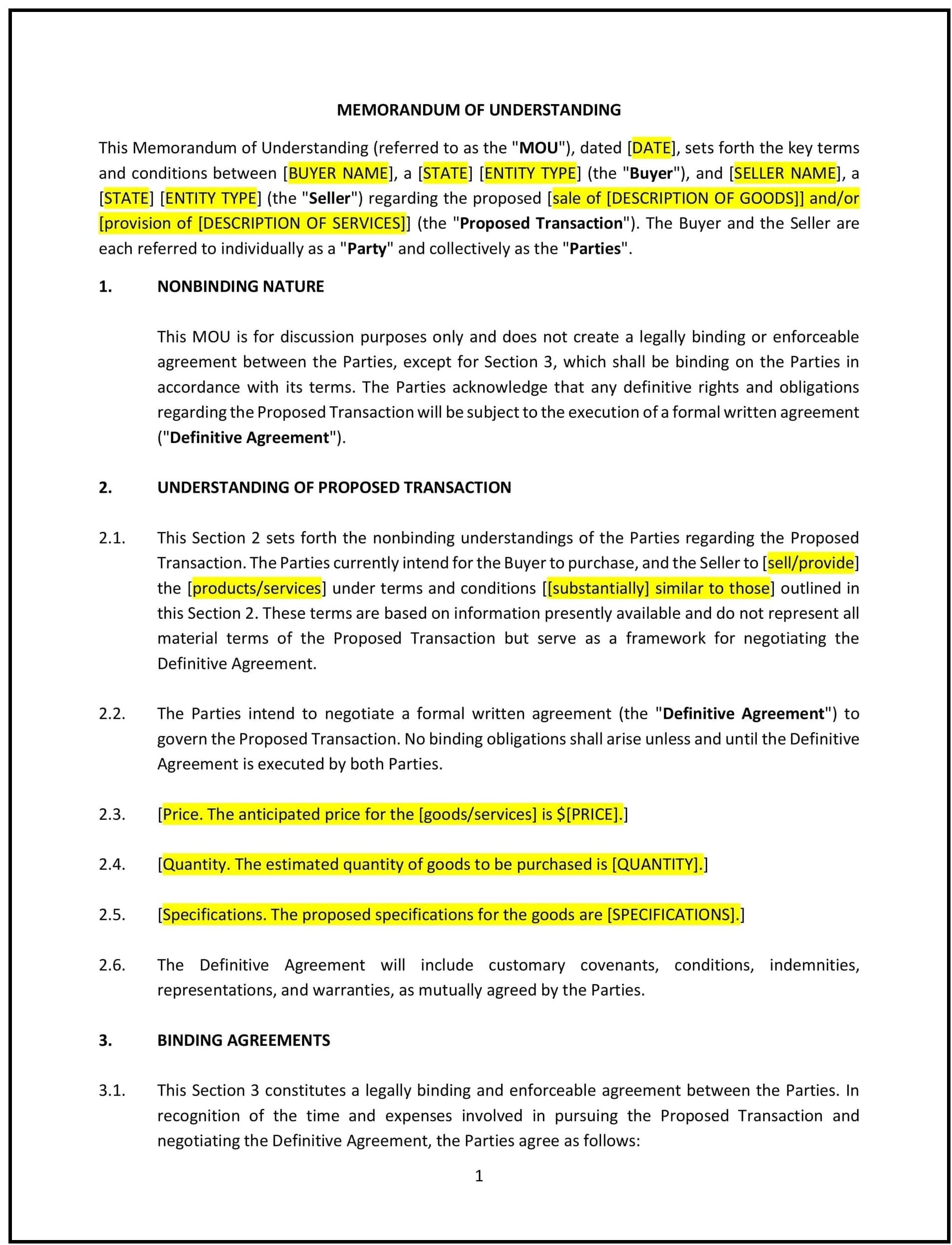 Memorandum of Understanding (MOU) (Wisconsin): Free template