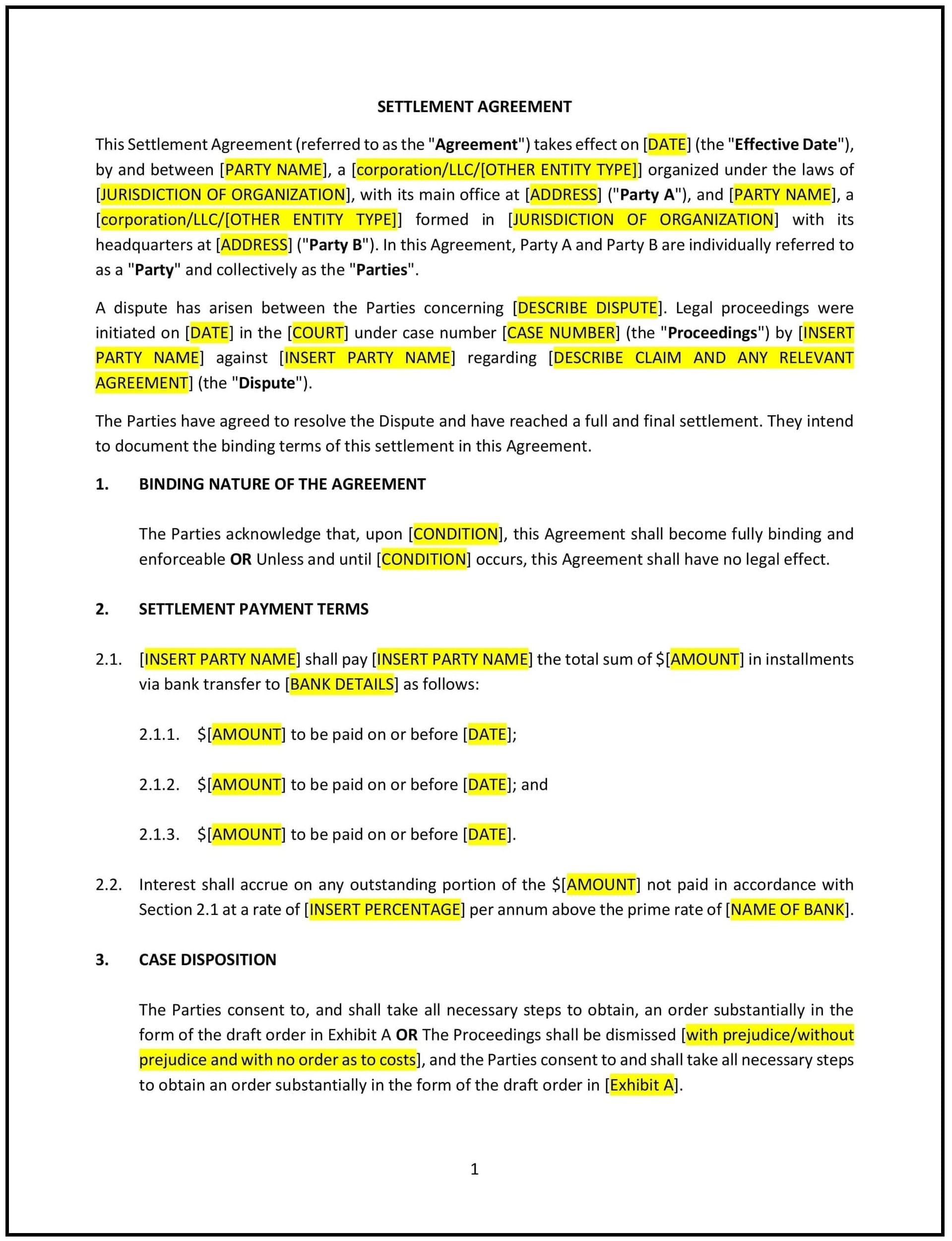 Settlement Agreement (Tennessee): Free template
