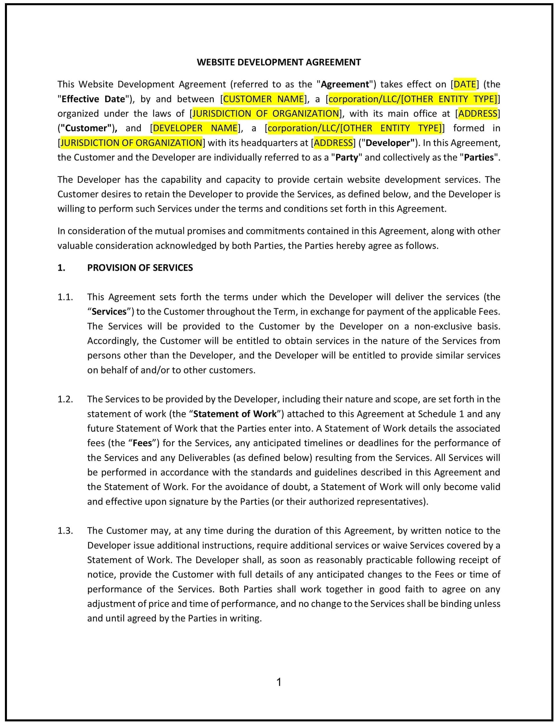 Website Development Agreement (New Mexico): Free template