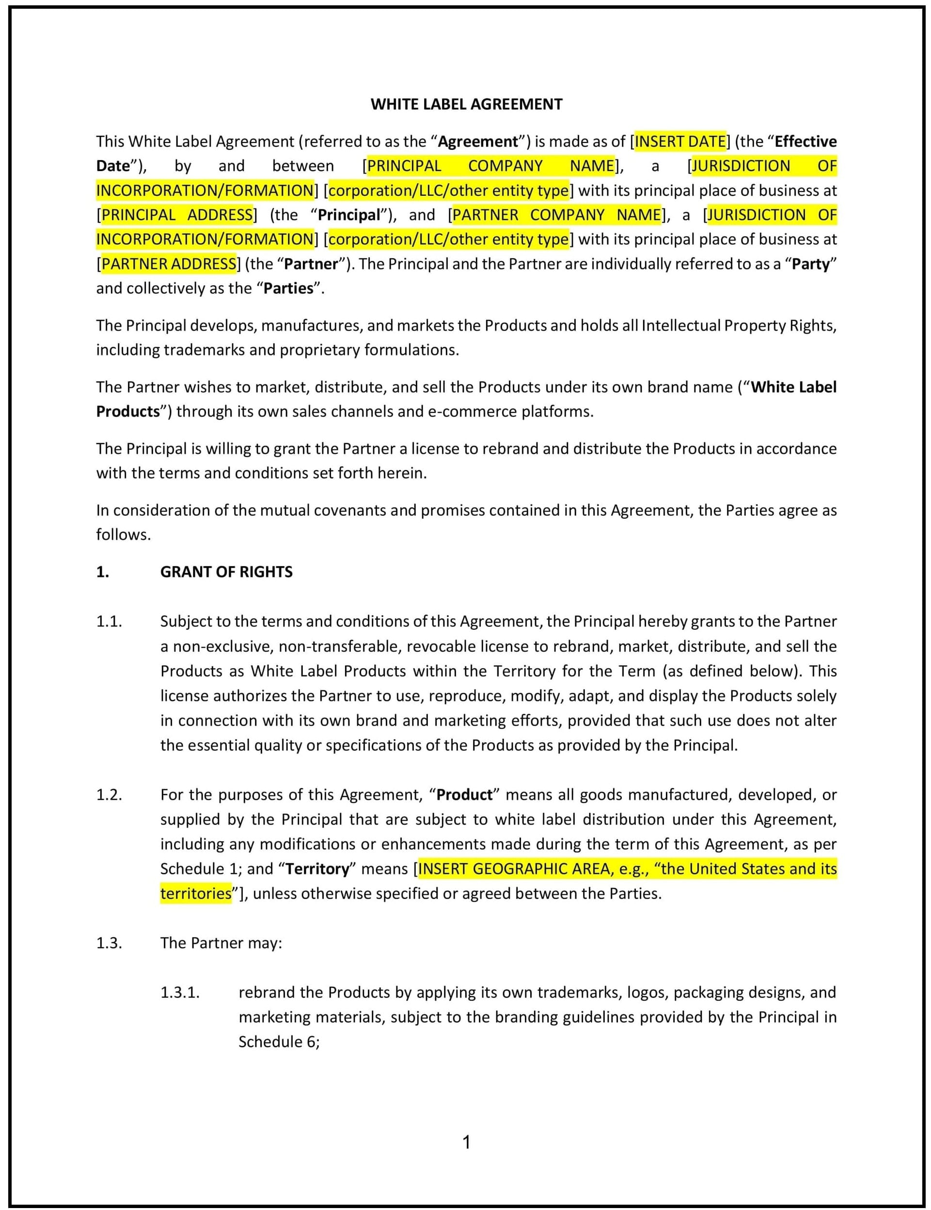White Label Agreement (Montana): Free template