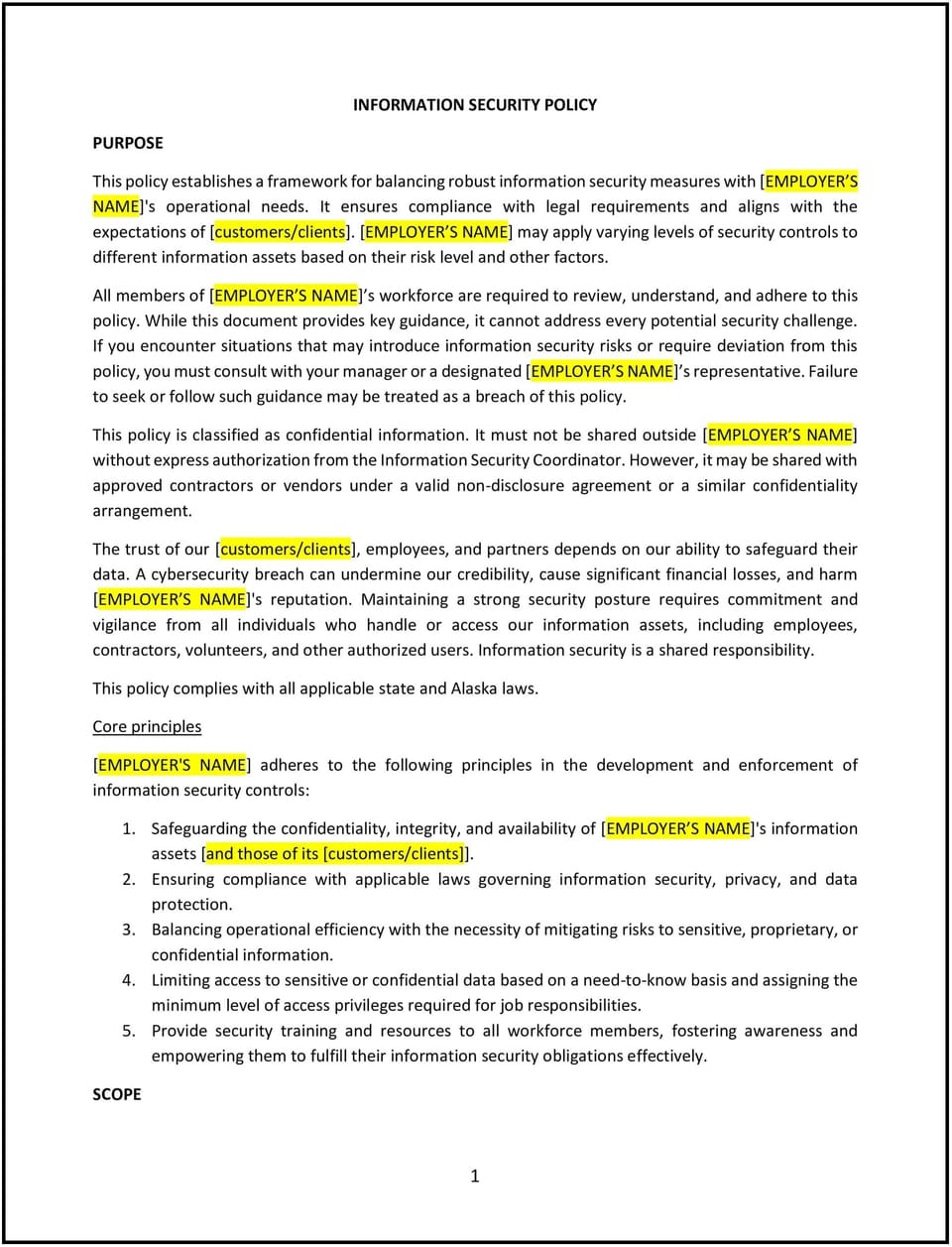 Information security policy (Alaska): Free template
