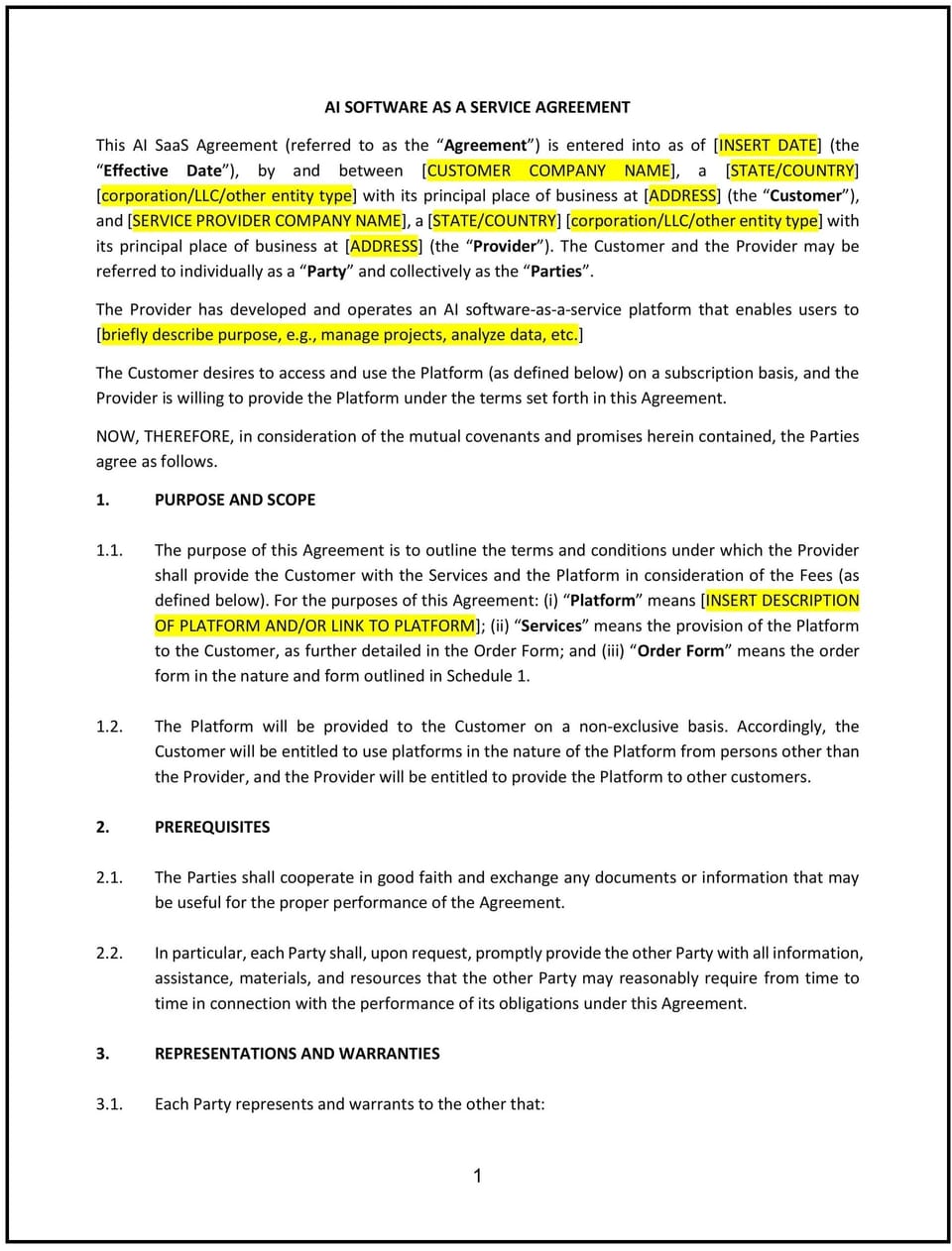 AI SaaS Agreement (Iowa): Free template