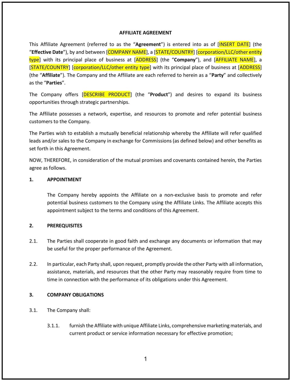 Affiliate Agreement (Maryland): Free template