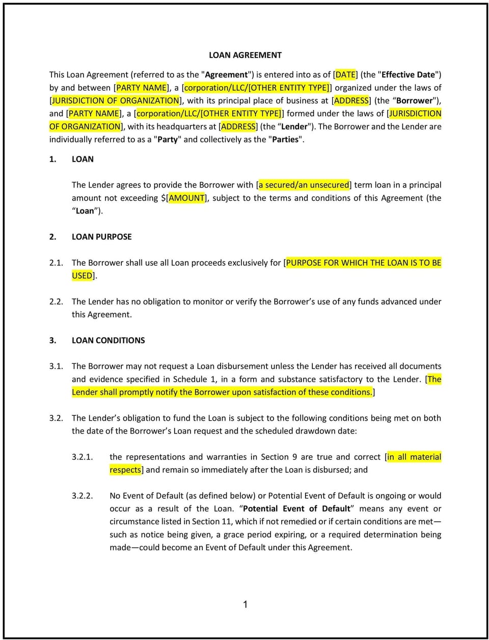Loan Agreement (Business) (Kansas): Free template