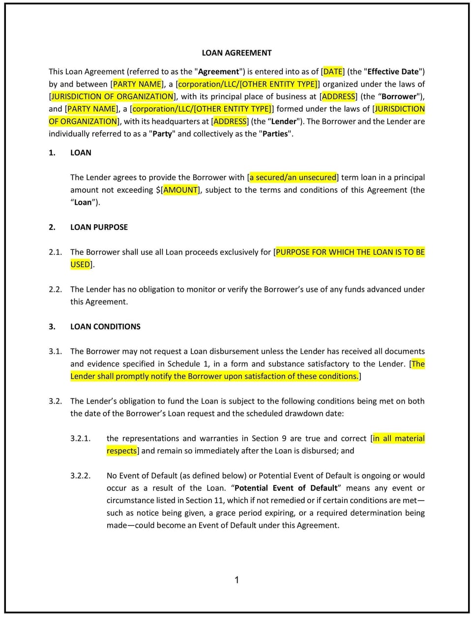 Loan Agreement (Business) (Kentucky): Free template