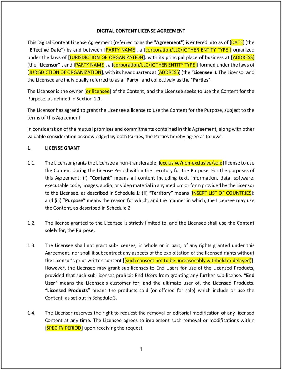 Digital Content License Agreement (Kentucky): Free template