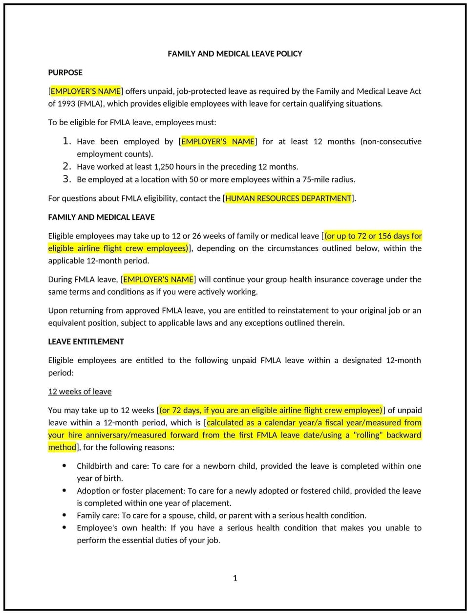 Family and medical leave policy (New Mexico): Free template