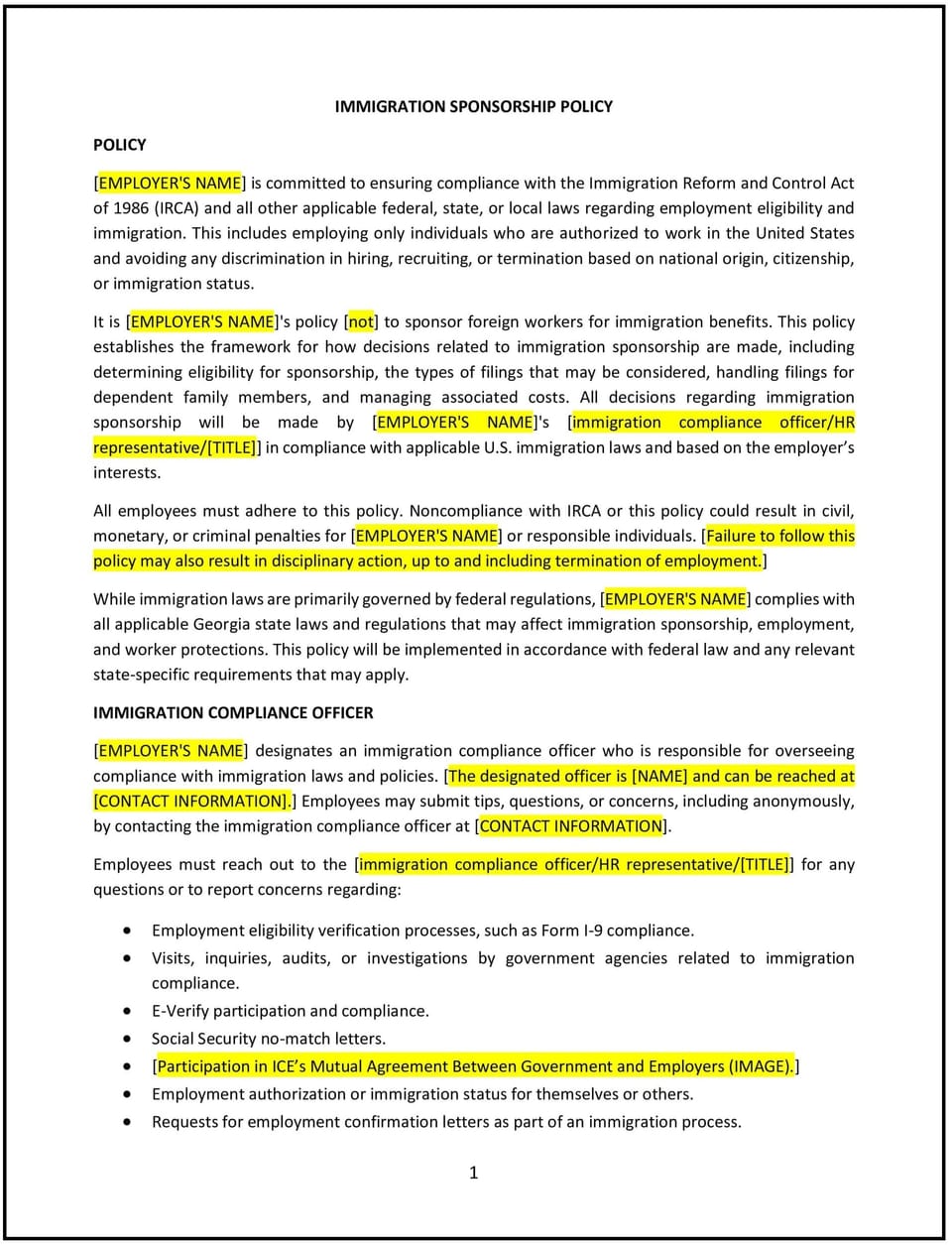 Immigration sponsorship policy (Georgia)