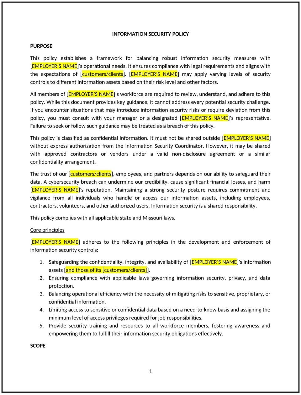 Information security policy (Missouri): Free template