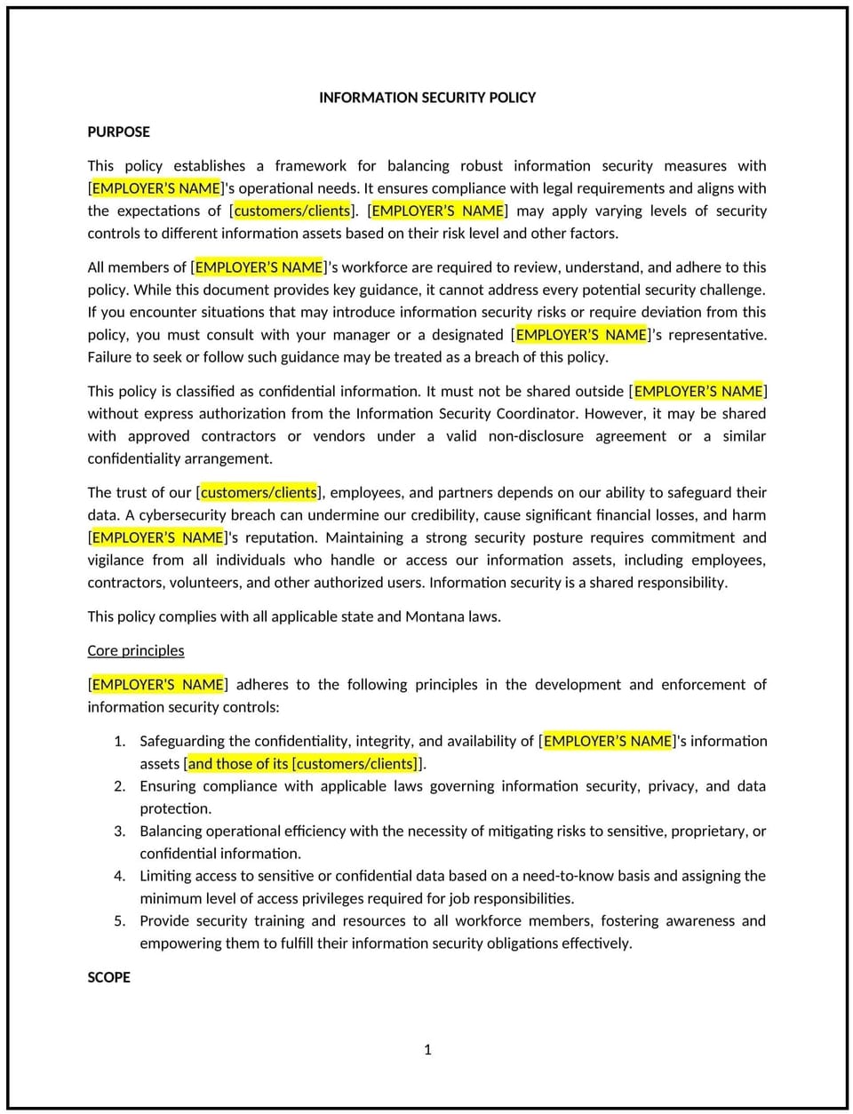 Information security policy (Montana): Free template