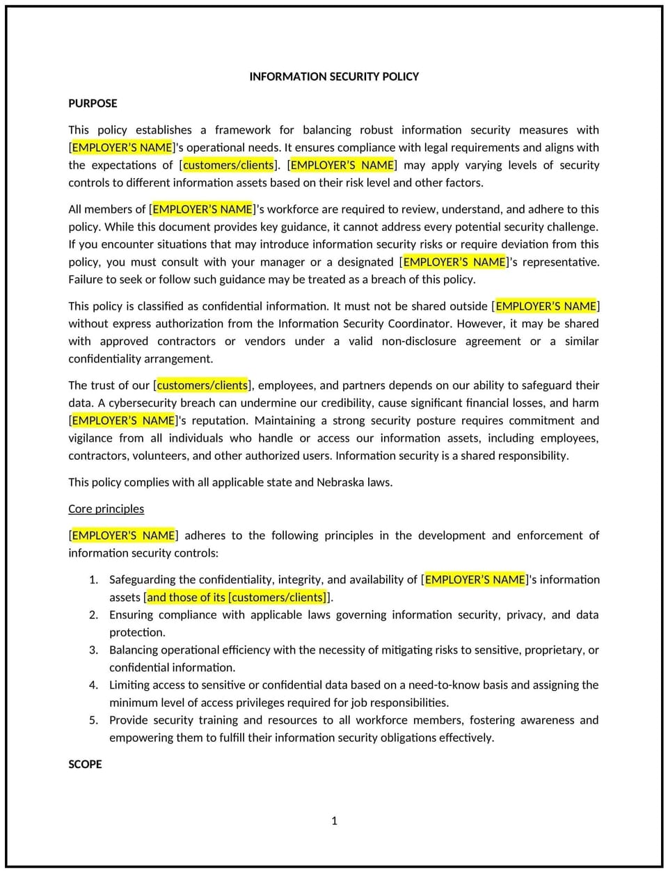 Information security policy (Nebraska): Free template