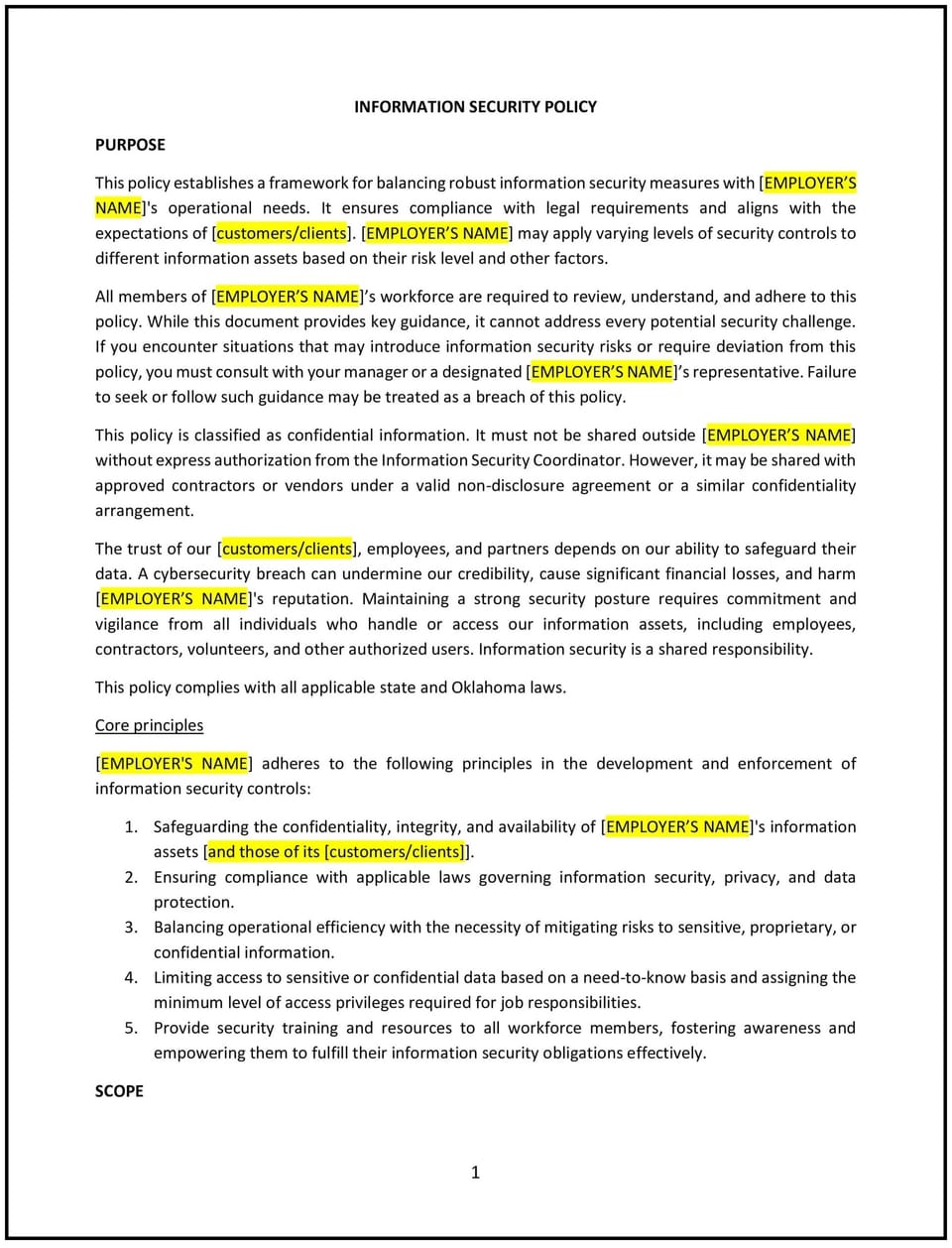 Information security policy (Oklahoma): Free template