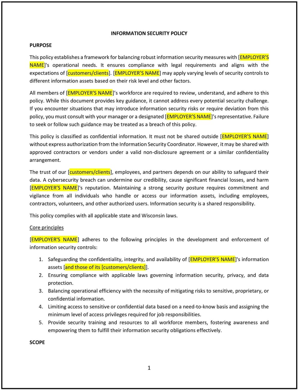 Information security policy (Wisconsin): Free template