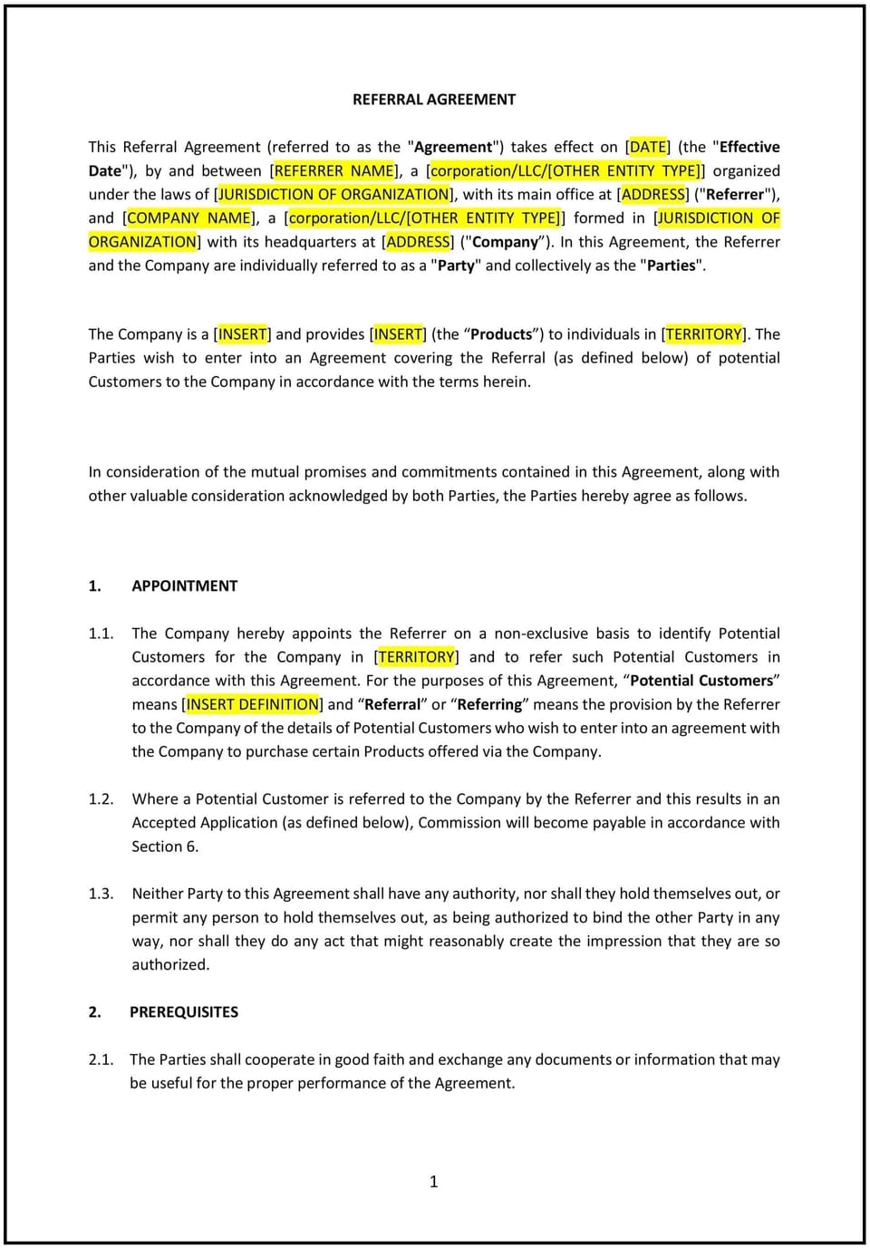 Referral Agreement (Kentucky): Free template