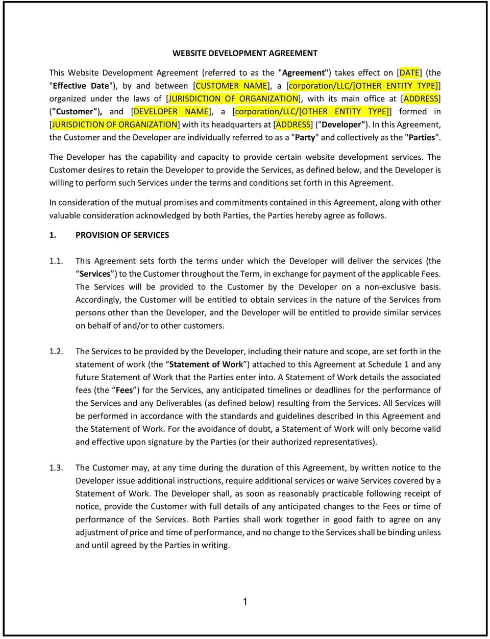 Website Development Agreement (Louisiana): Free template