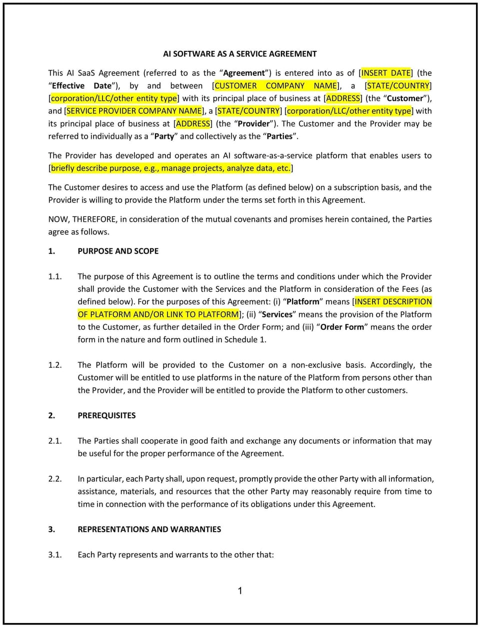 AI SaaS Agreement (Montana): Free template