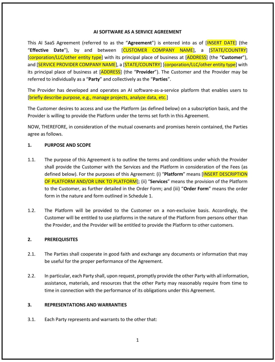 AI SaaS Agreement (Oregon): Free template
