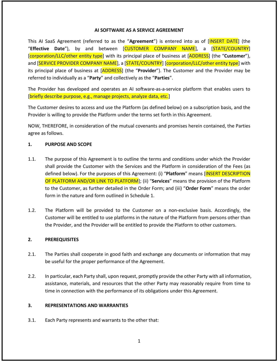 AI SaaS Agreement (Tennessee): Free template