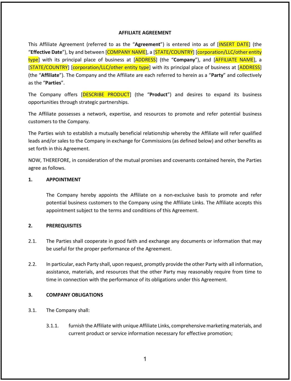 Affiliate Agreement (Missouri): Free template