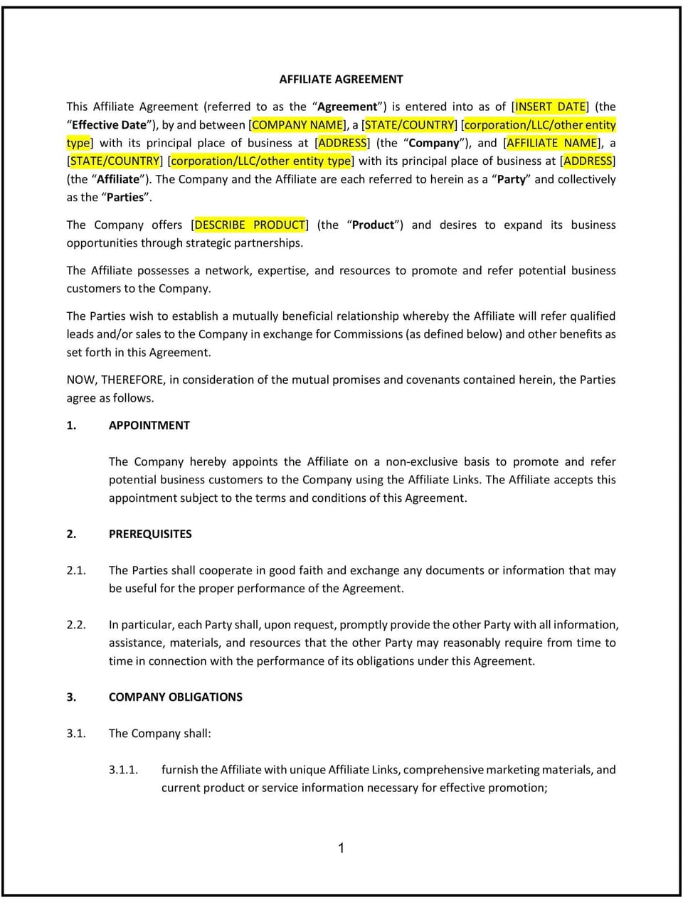 Affiliate Agreement (New Jersey): Free template
