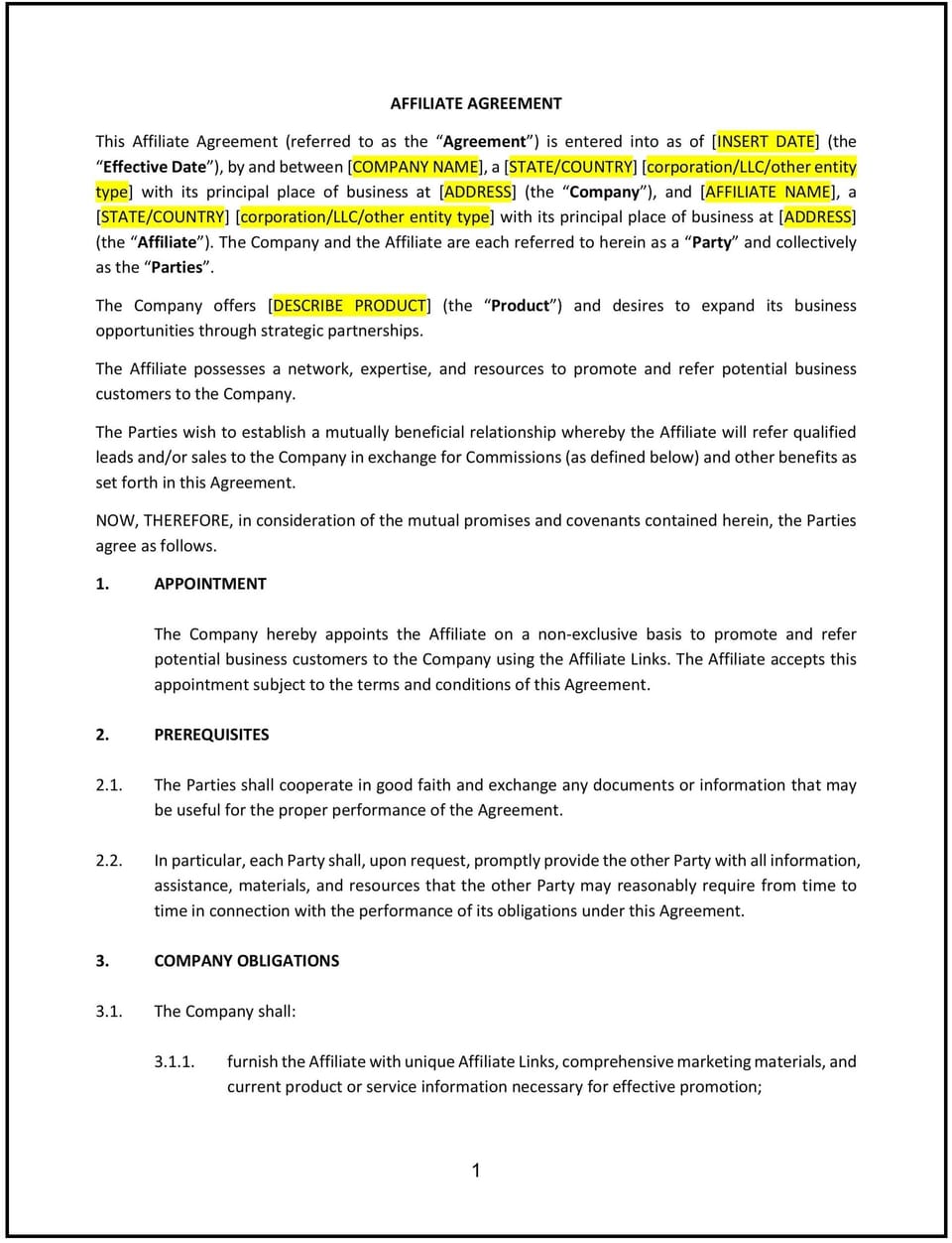 Affiliate Agreement (New Mexico): Free template